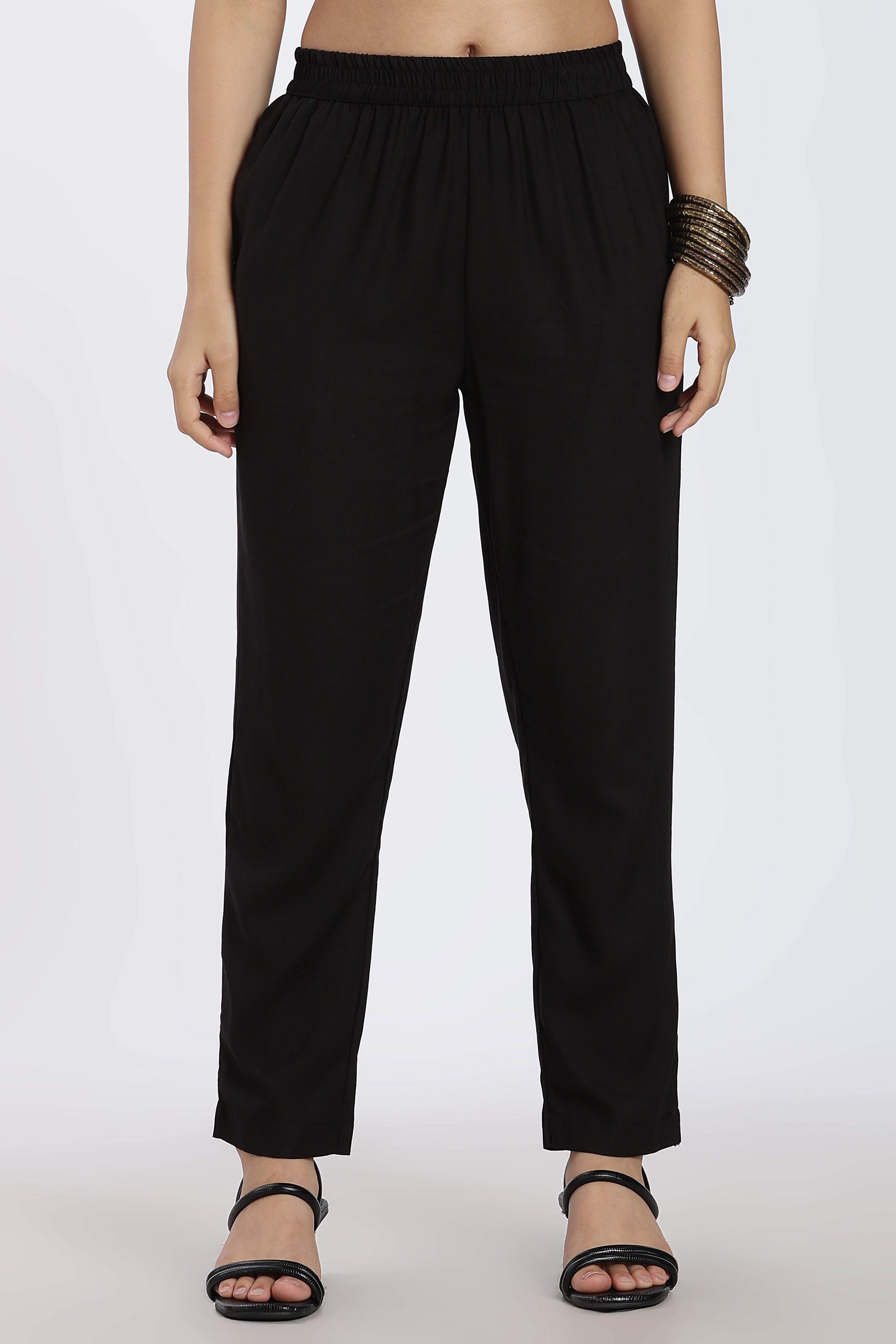 Black Regular Fit Pant With 2 Pocket for Women - Image 2