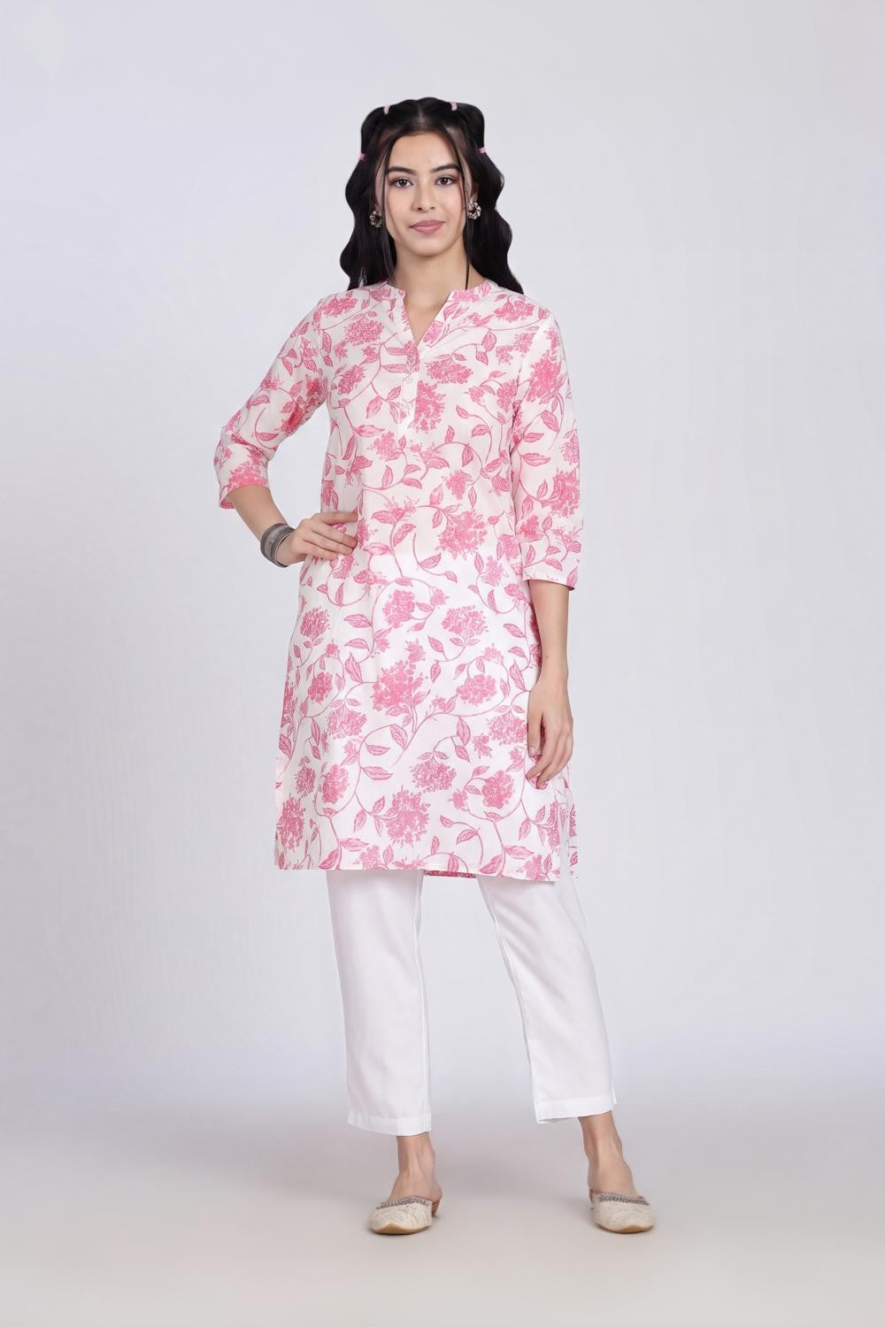 White Solid Rayon Pant for Women - Image 2
