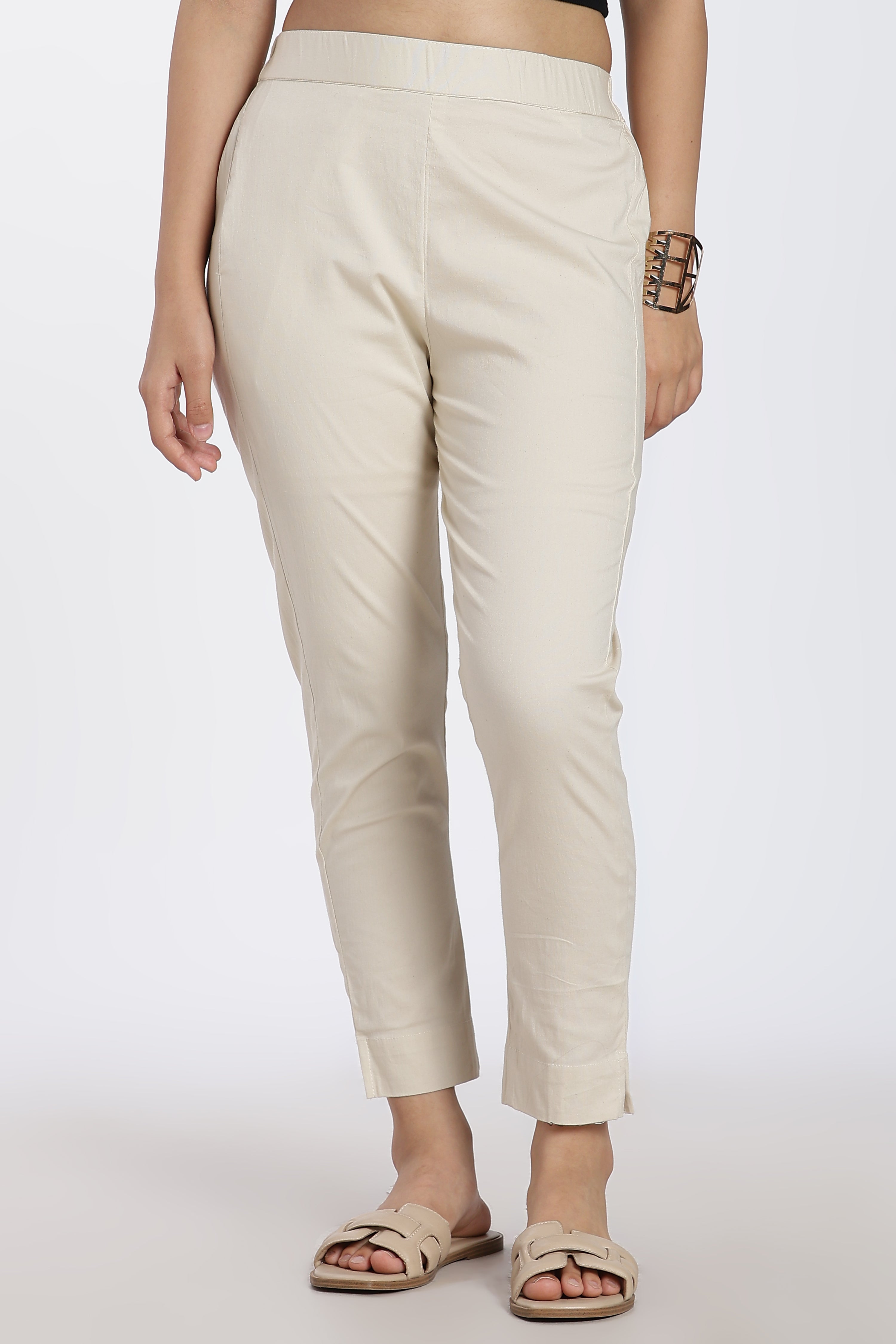 Beige Mid Rise Regular Fit Pant for Women - Image 2