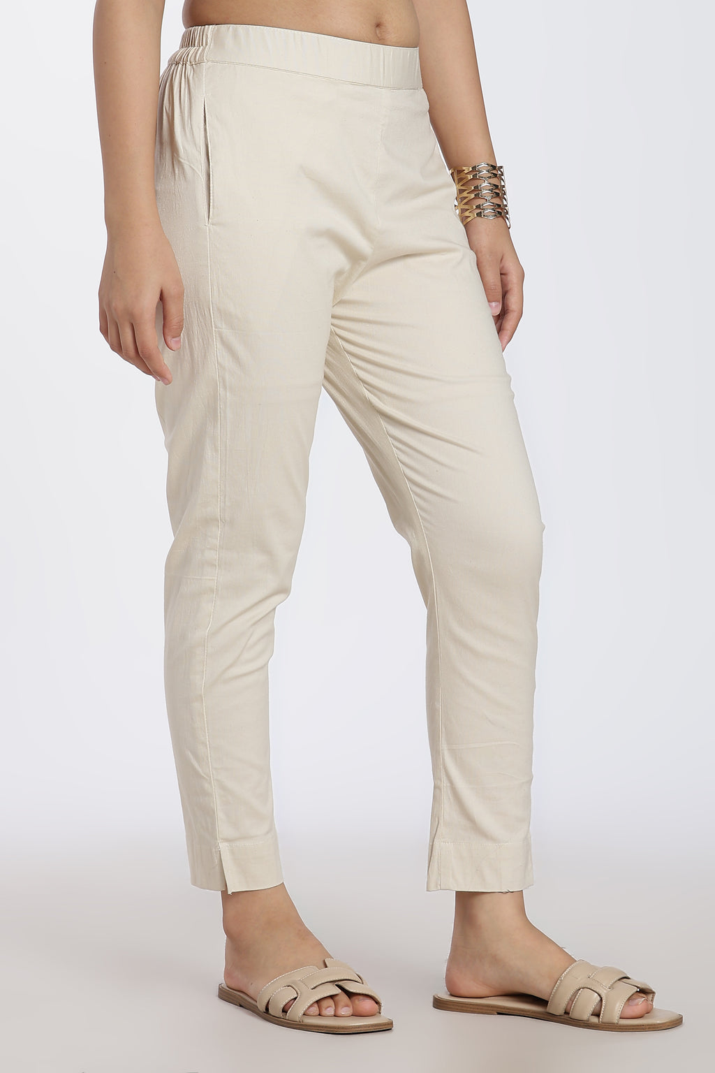 Beige Mid Rise Regular Fit Pant for Women - Image 4