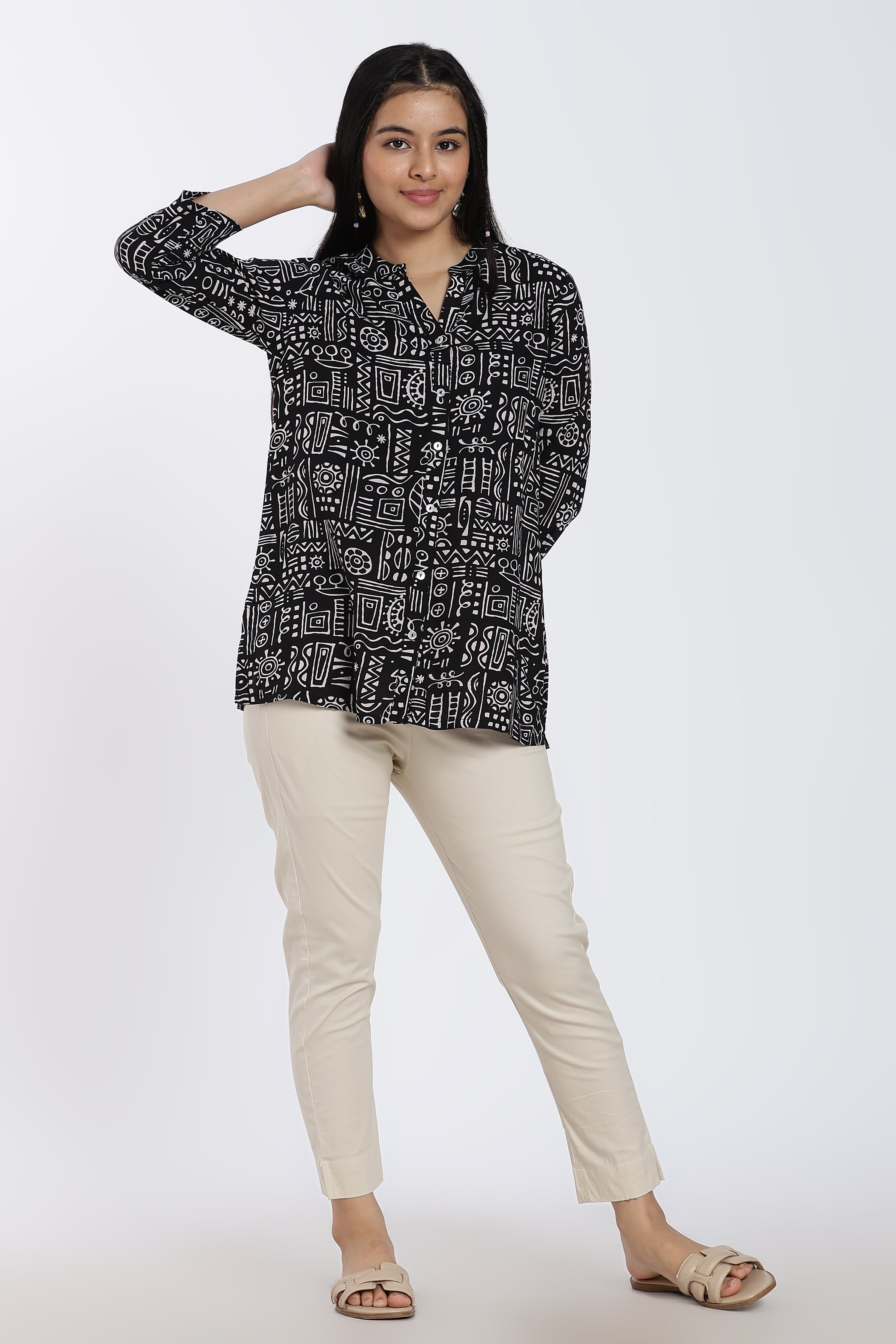 Beige Mid Rise Regular Fit Pant for Women - Image 6