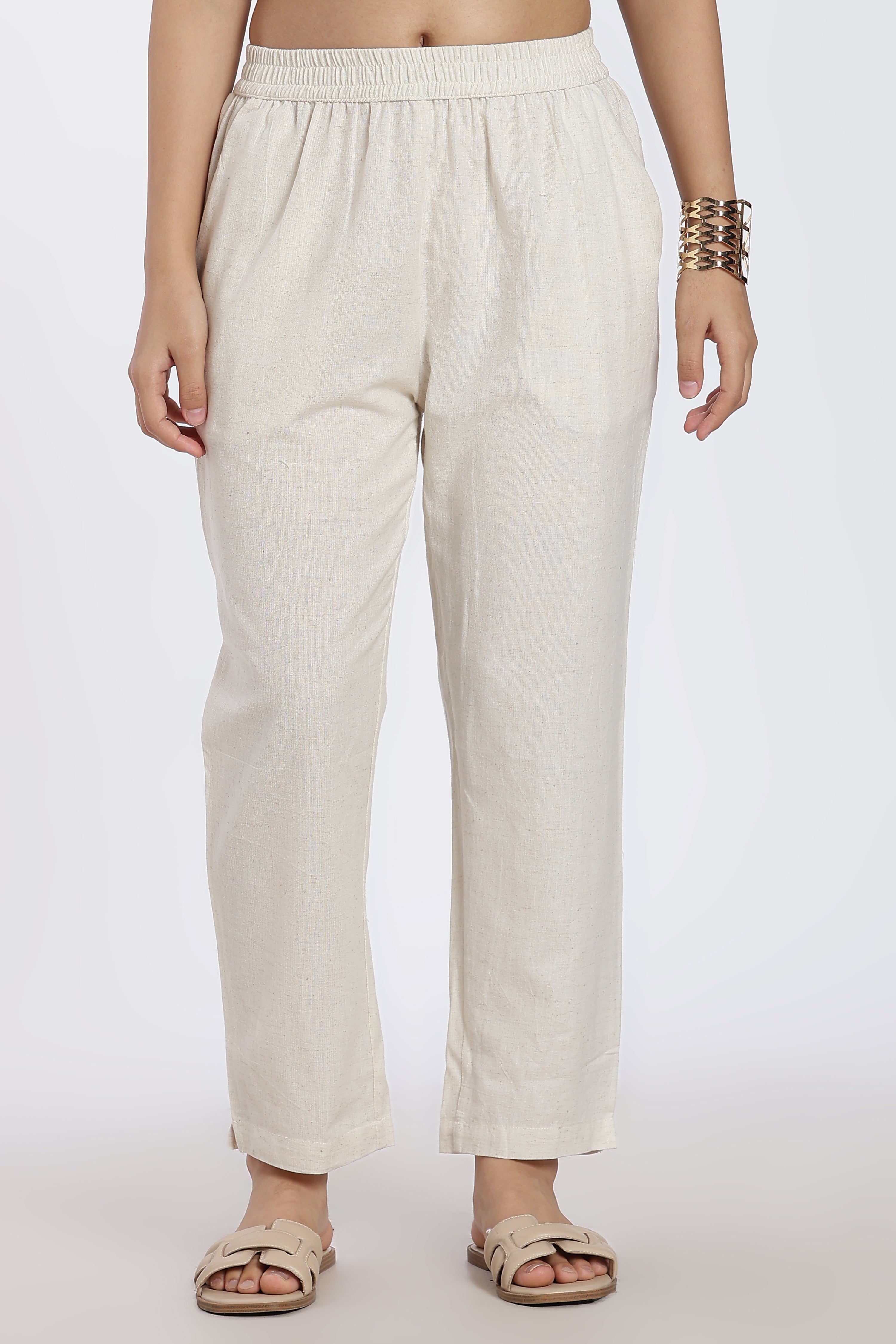 Beige Regular Fit Pant With 2 Pocket for Women - Image 2