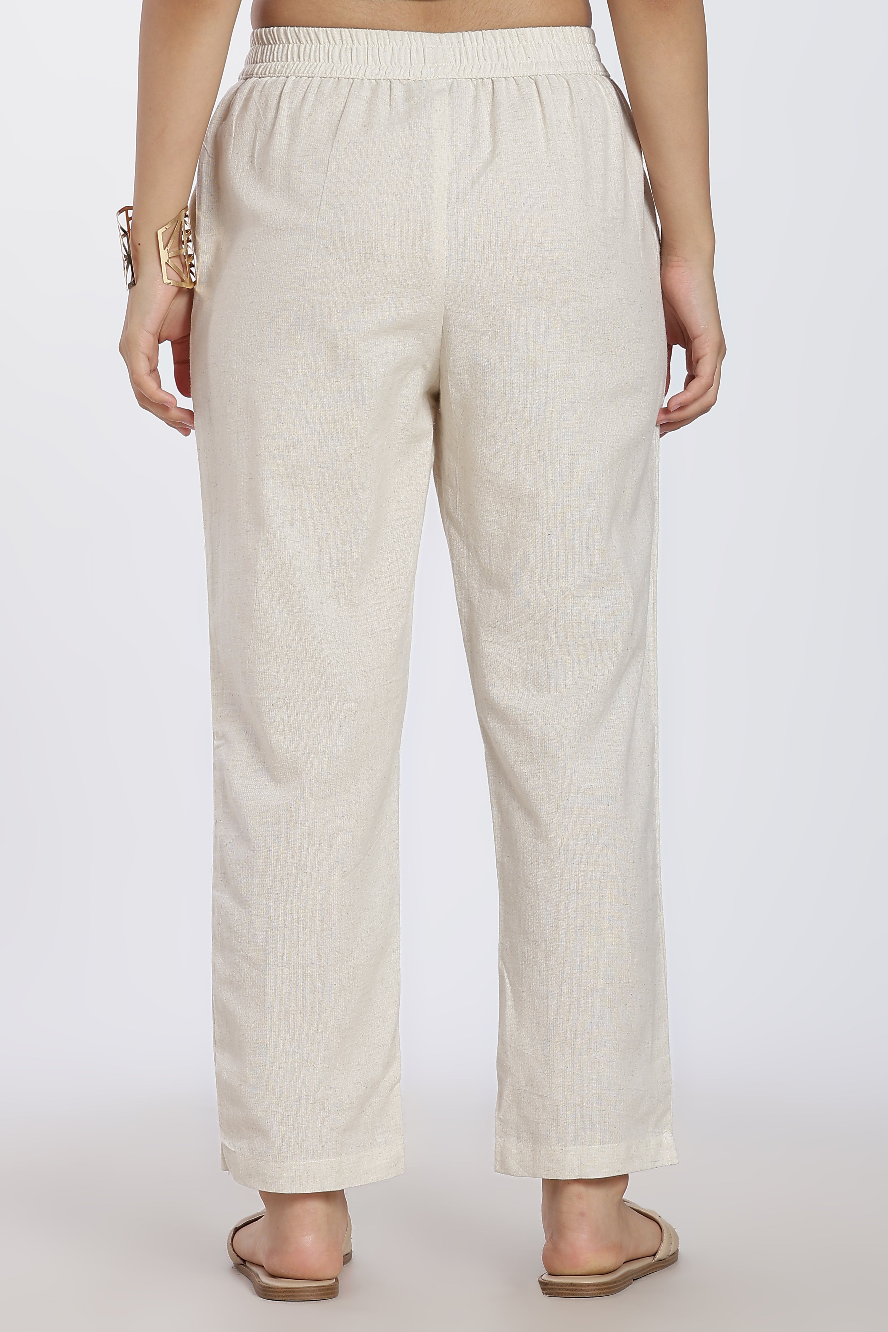 Beige Regular Fit Pant With 2 Pocket for Women - Image 5
