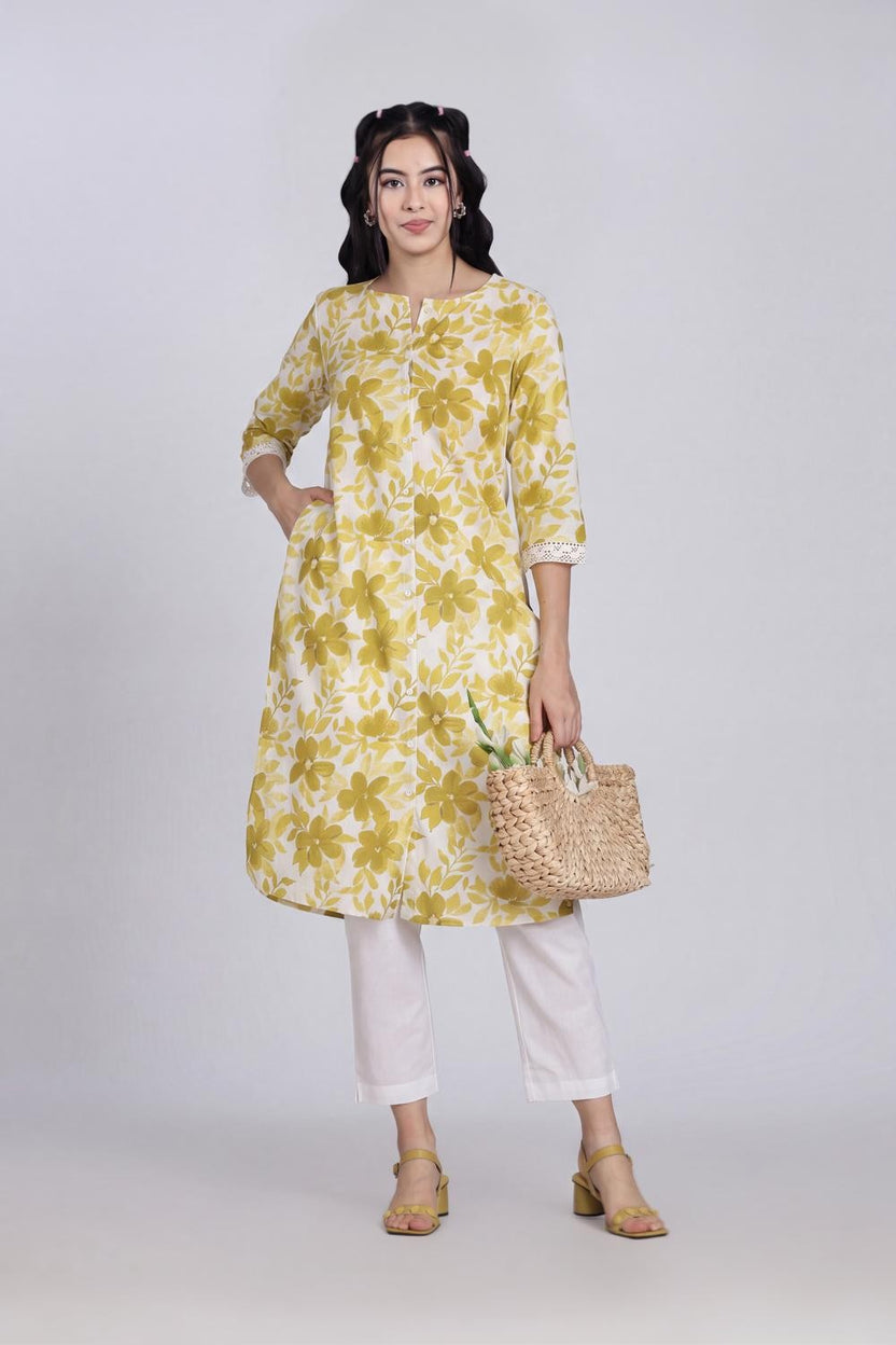White Cotton Blend Solid Pant for Women - Image 1