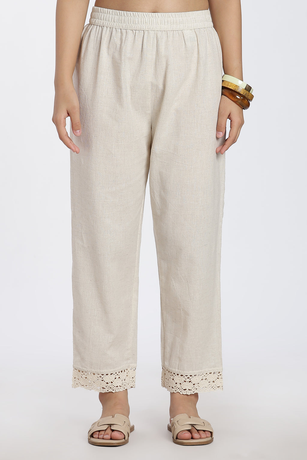 Beige Mid Rise Regular Fit Ethnic Bottom for Women - Image 2