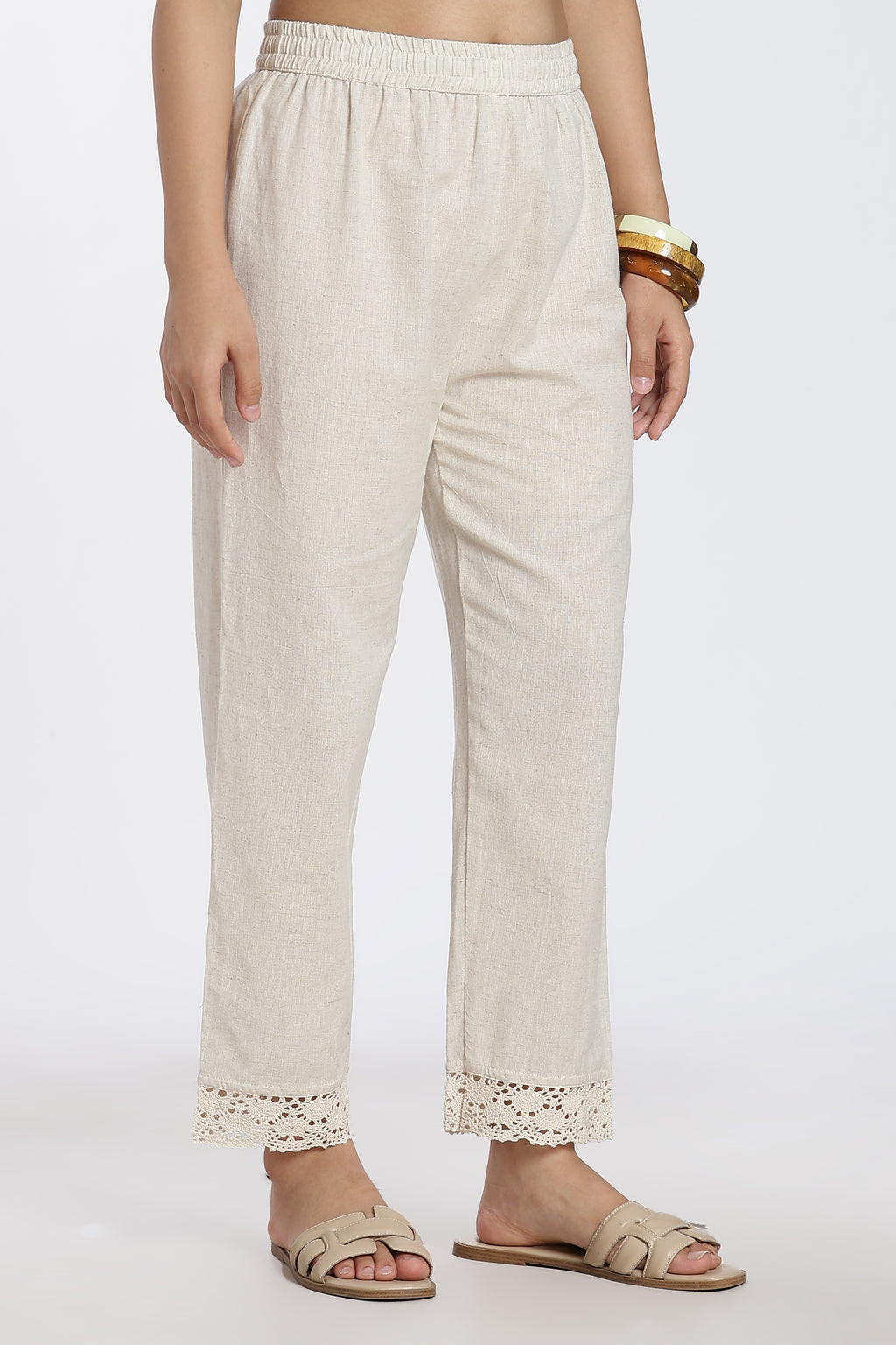 Beige Mid Rise Regular Fit Ethnic Bottom for Women - Image 4