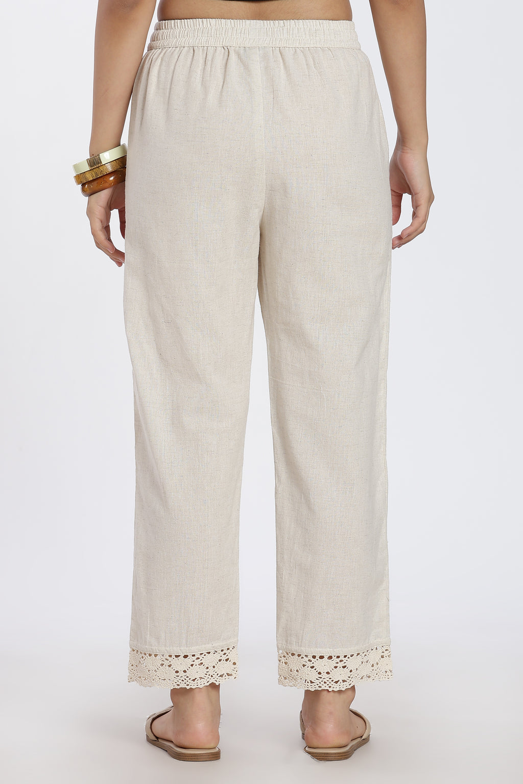 Beige Mid Rise Regular Fit Ethnic Bottom for Women - Image 5