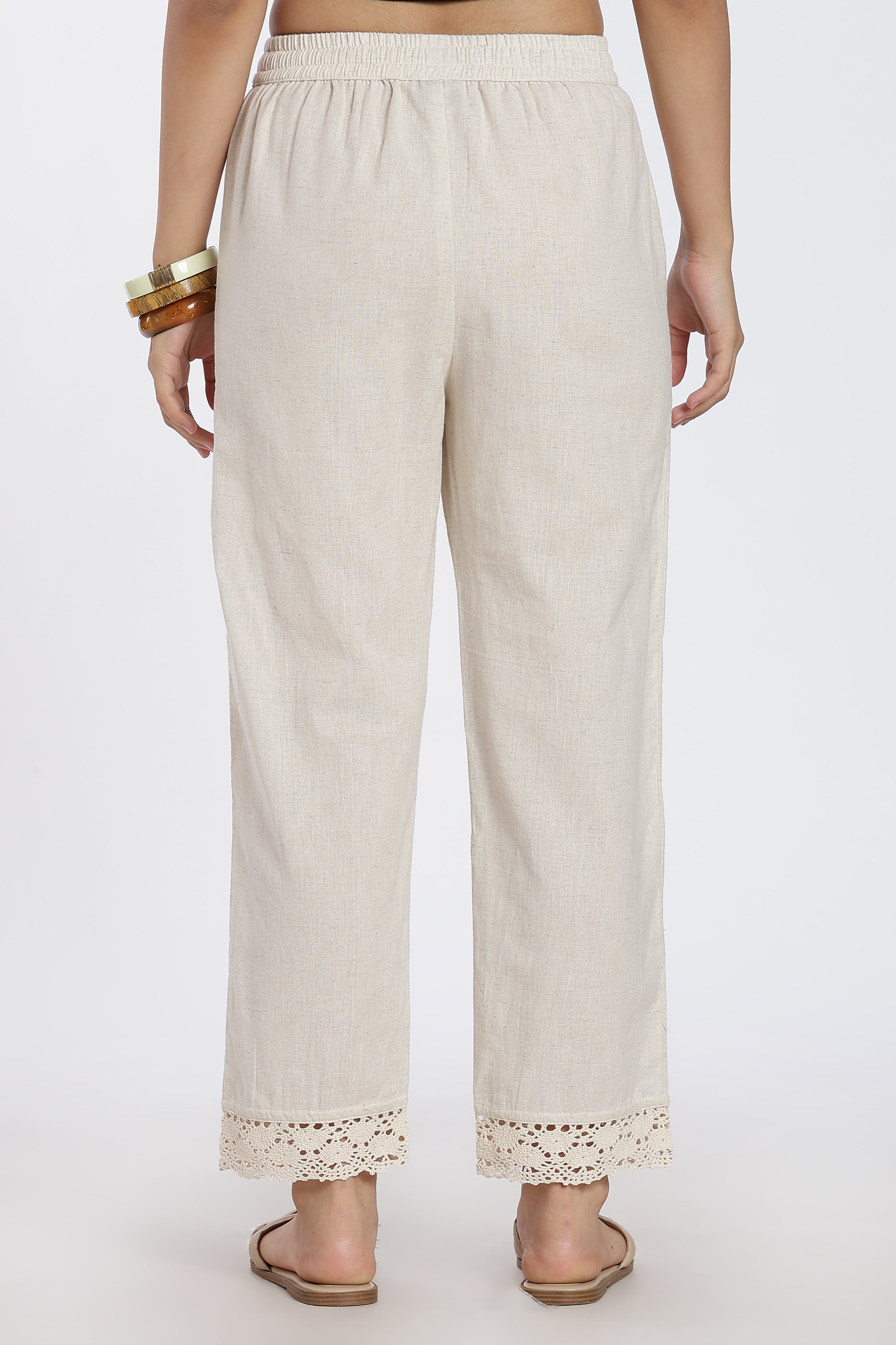 Beige Mid Rise Regular Fit Ethnic Bottom for Women - Image 5