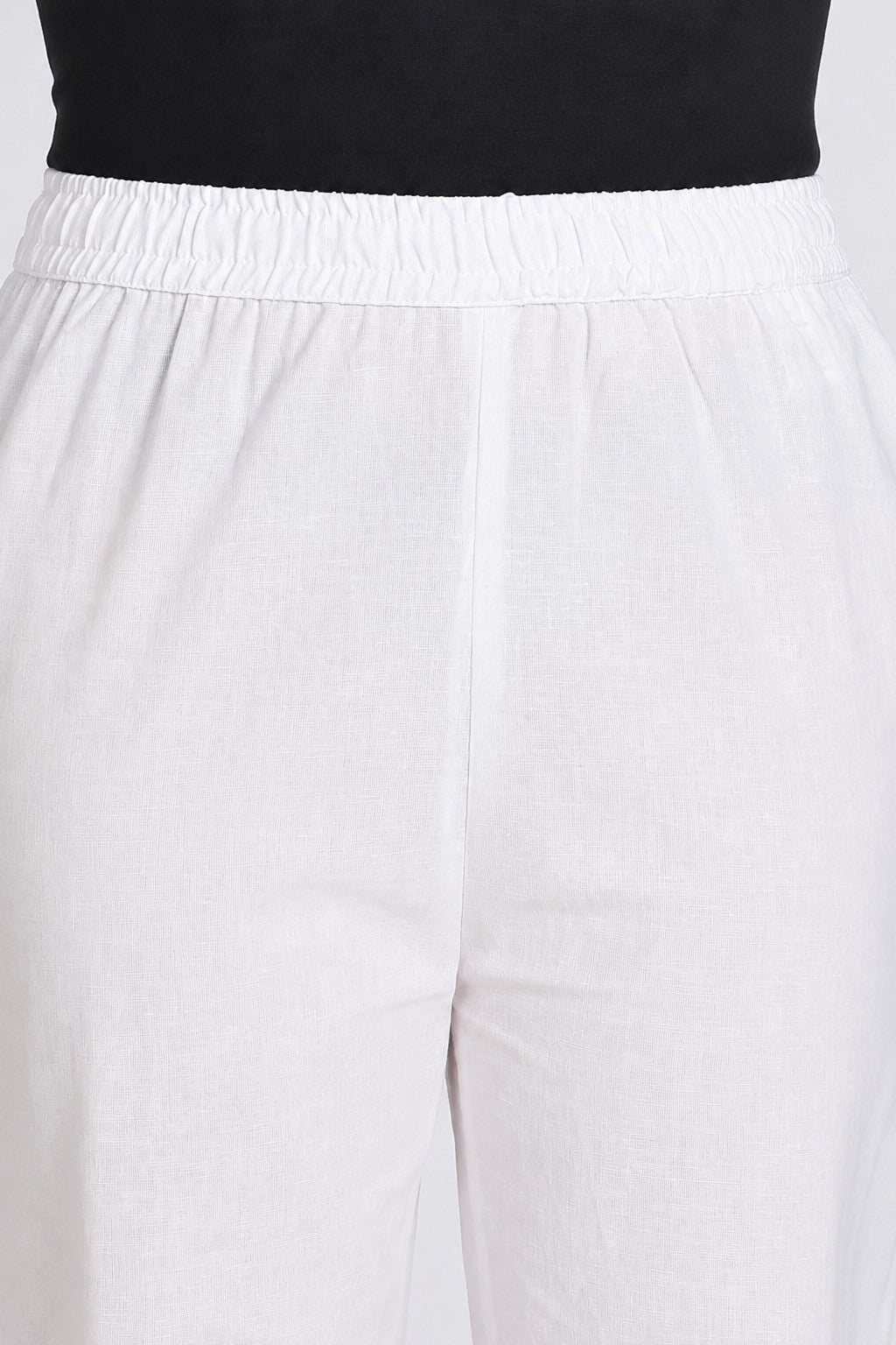 White Solid Lace Design Pant for Women - Image 7