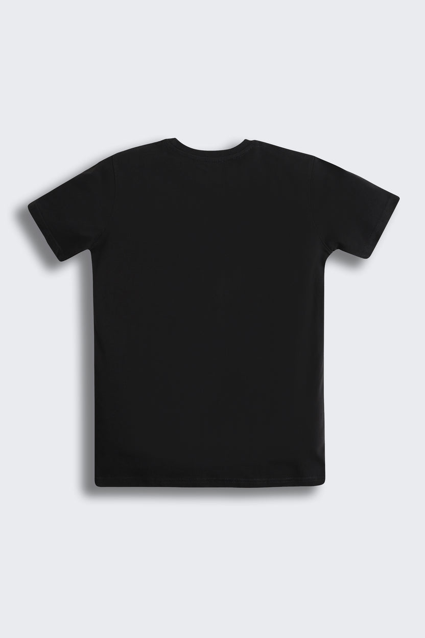 Black Graphic Regular Fit T-Shirt for Boys - Image 3