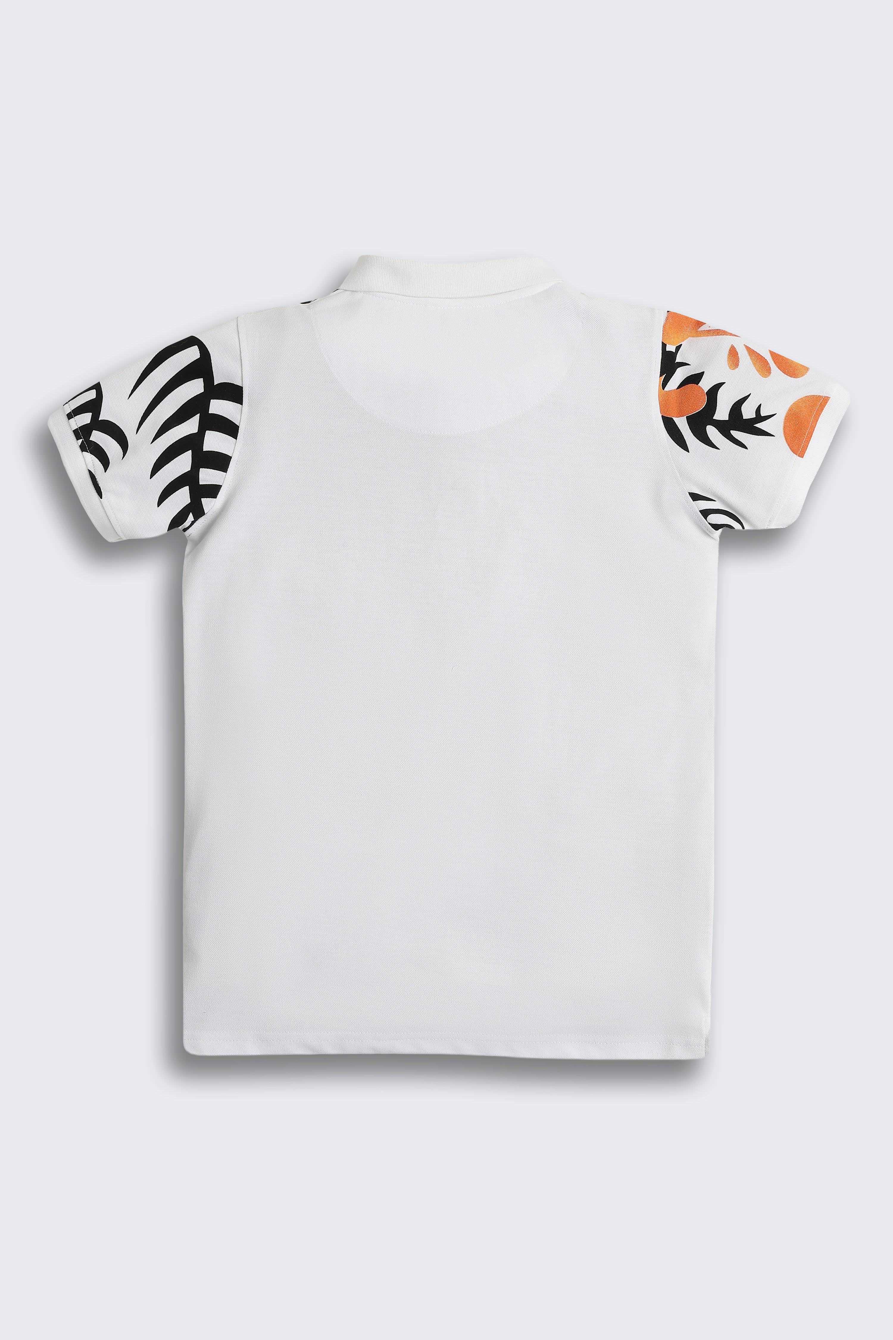 White Graphic Printed Regular Fit Polo T-Shirt for Tweens Boys - Image 3
