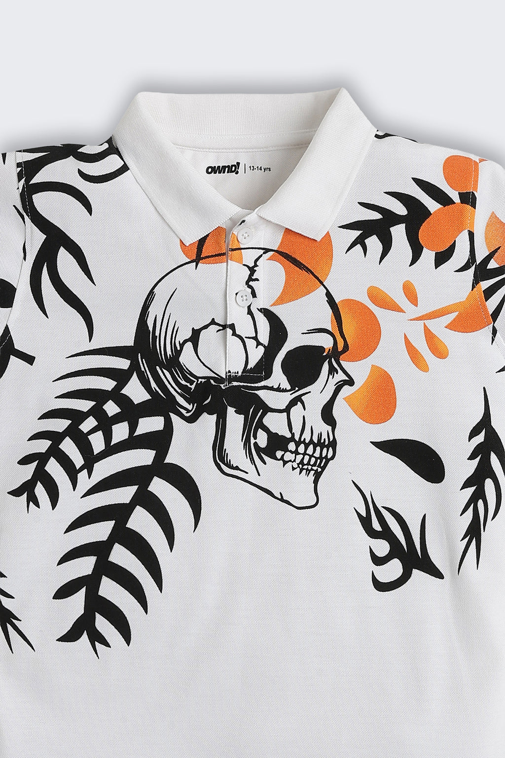 White Graphic Printed Regular Fit Polo T-Shirt for Tweens Boys - Image 4