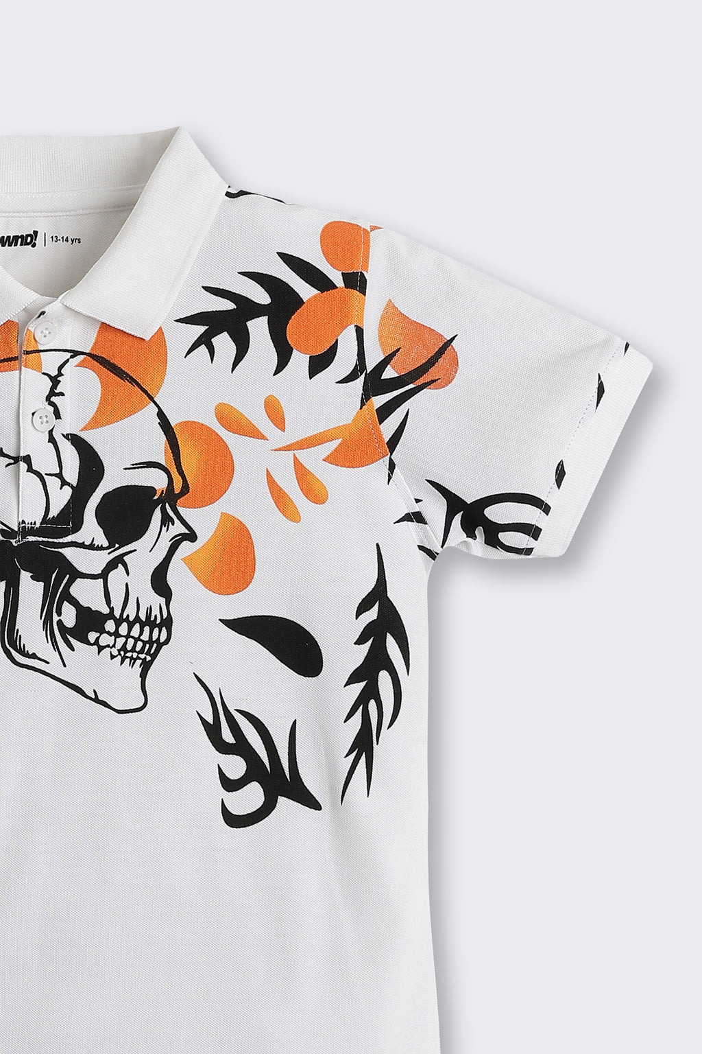 White Graphic Printed Regular Fit Polo T-Shirt for Tweens Boys - Image 5