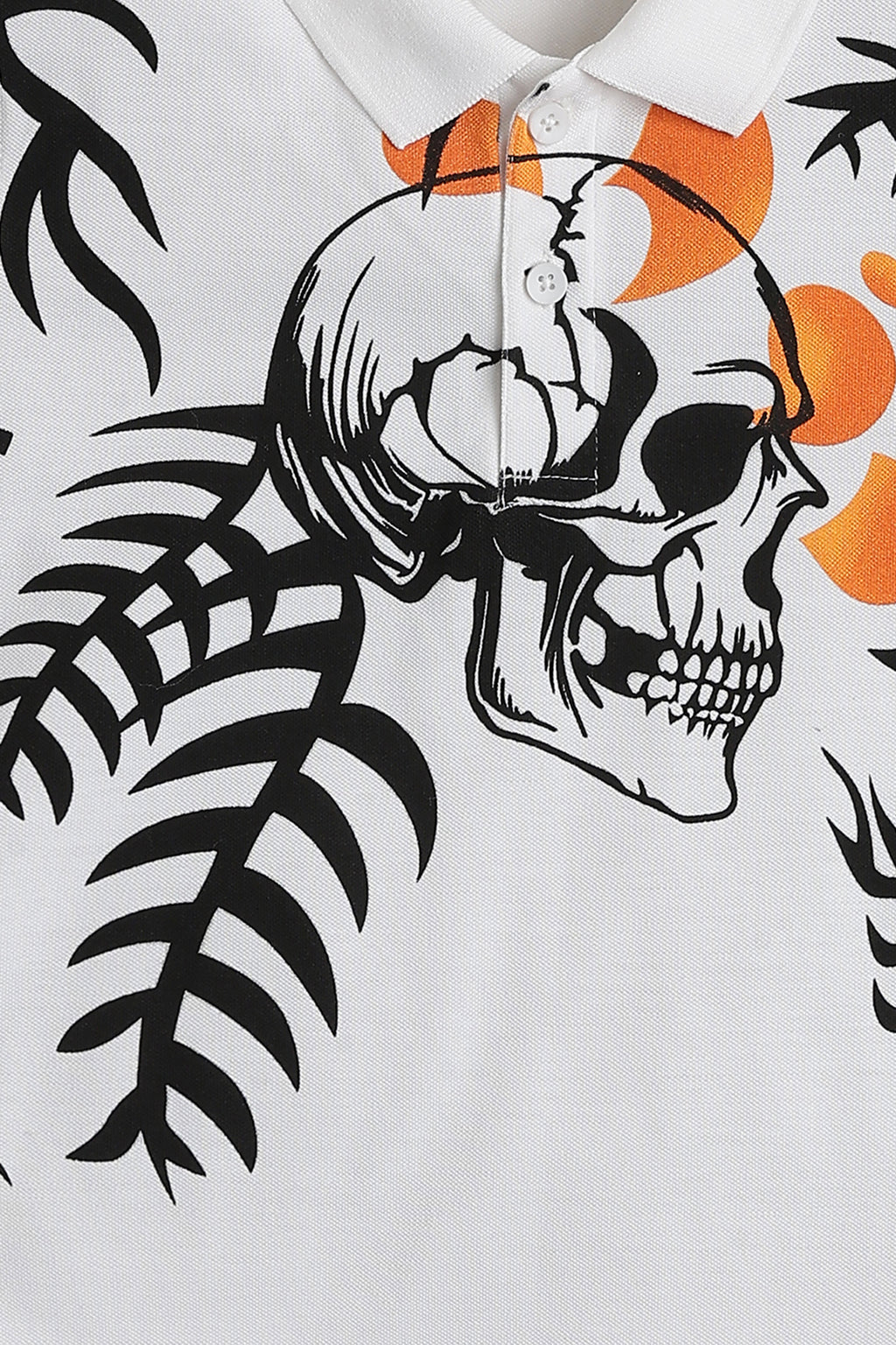 White Graphic Printed Regular Fit Polo T-Shirt for Tweens Boys - Image 6