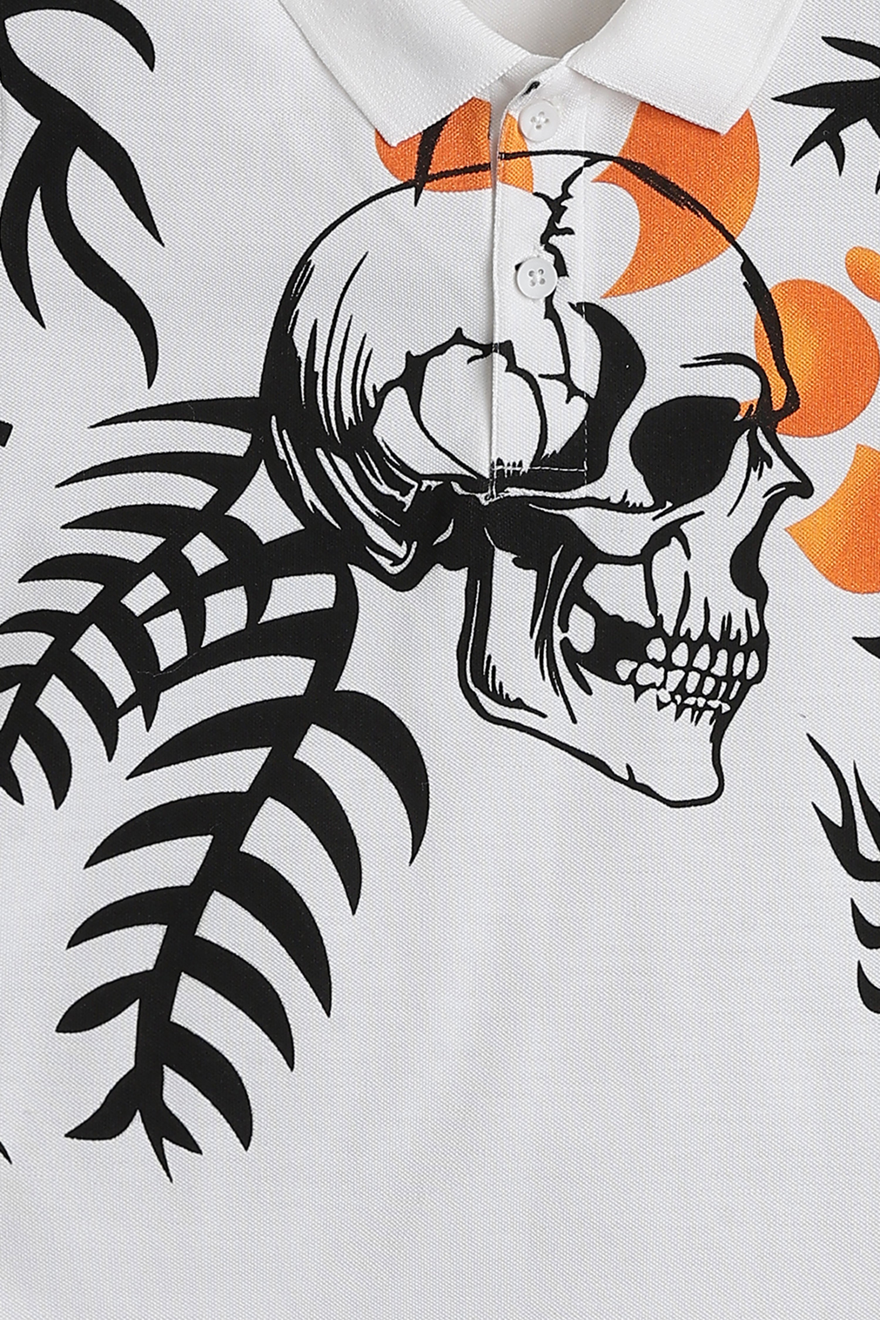 White Graphic Printed Regular Fit Polo T-Shirt for Tweens Boys - Image 6