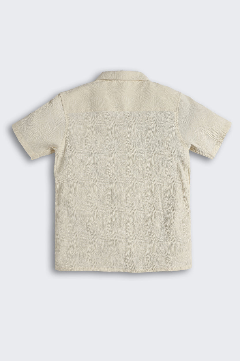 Beige Textured Regular Fit Shirt For Tweens Boys - Image 3