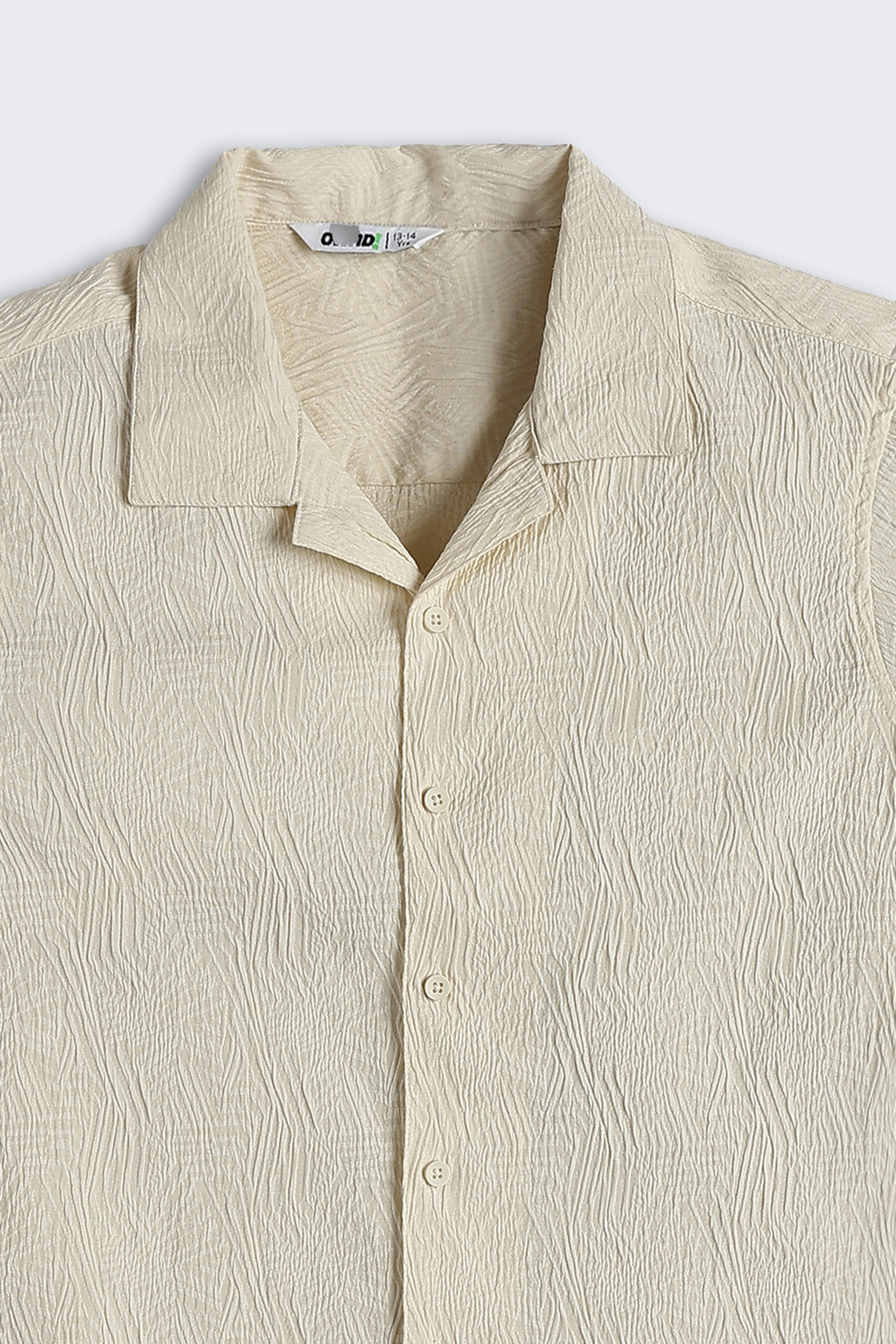 Beige Textured Regular Fit Shirt For Tweens Boys - Image 4