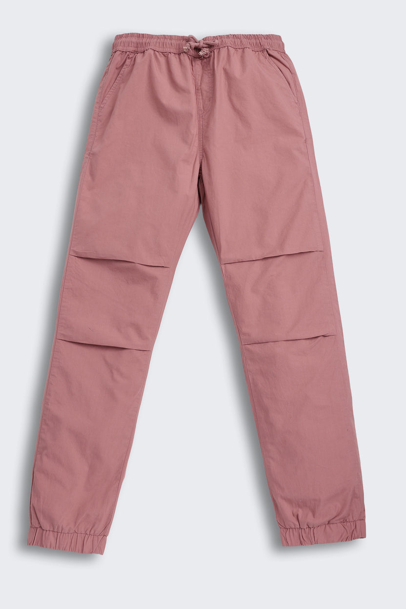 Pink Solid Regular Fit Joggers for Tweens Boys - Image 2