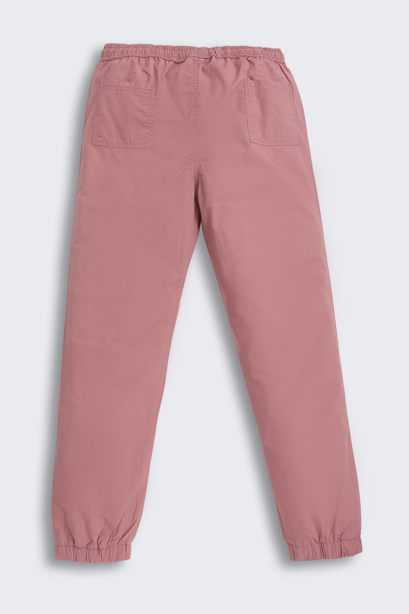 Pink Solid Regular Fit Joggers for Tweens Boys - Image 3