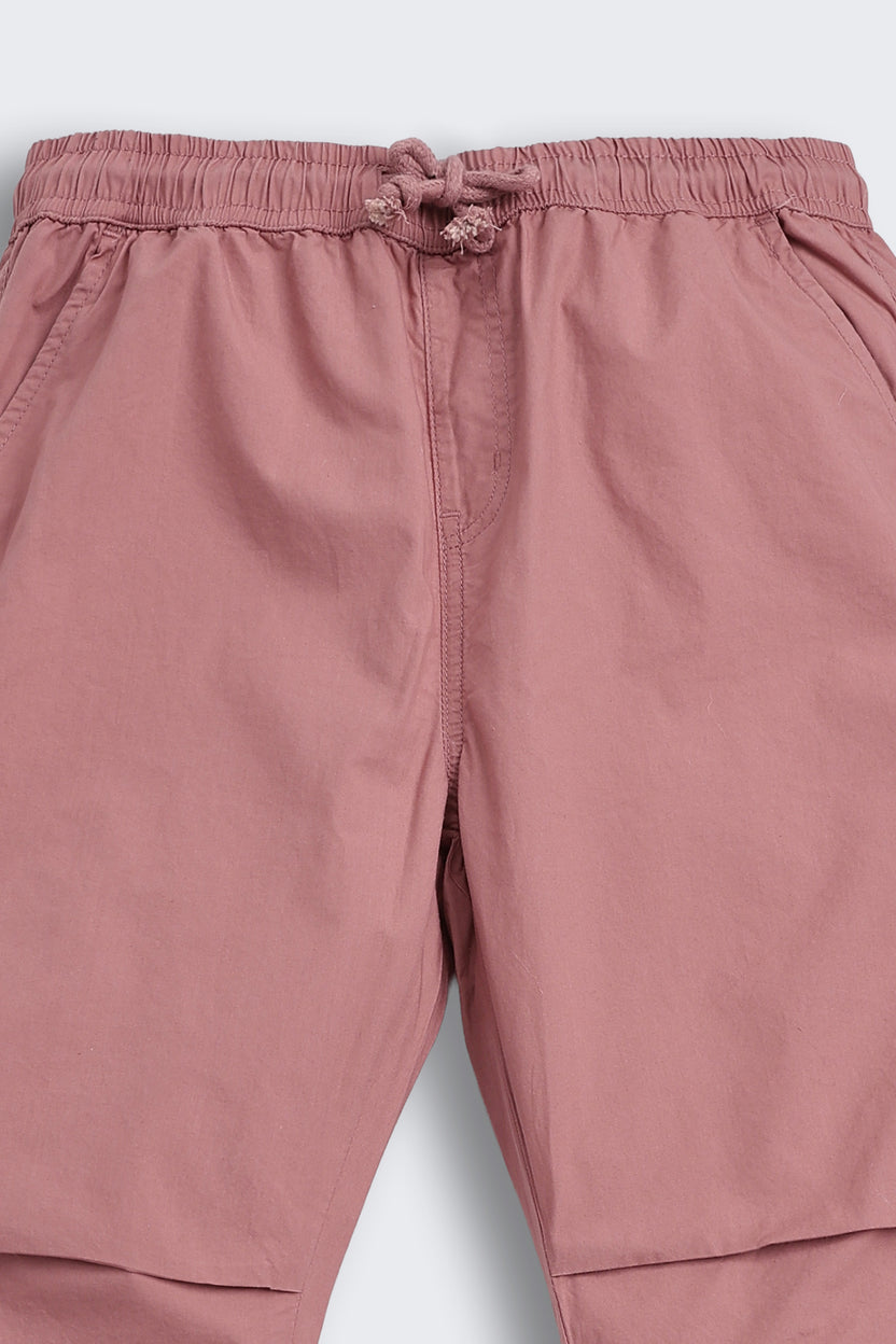 Pink Solid Regular Fit Joggers for Tweens Boys - Image 4