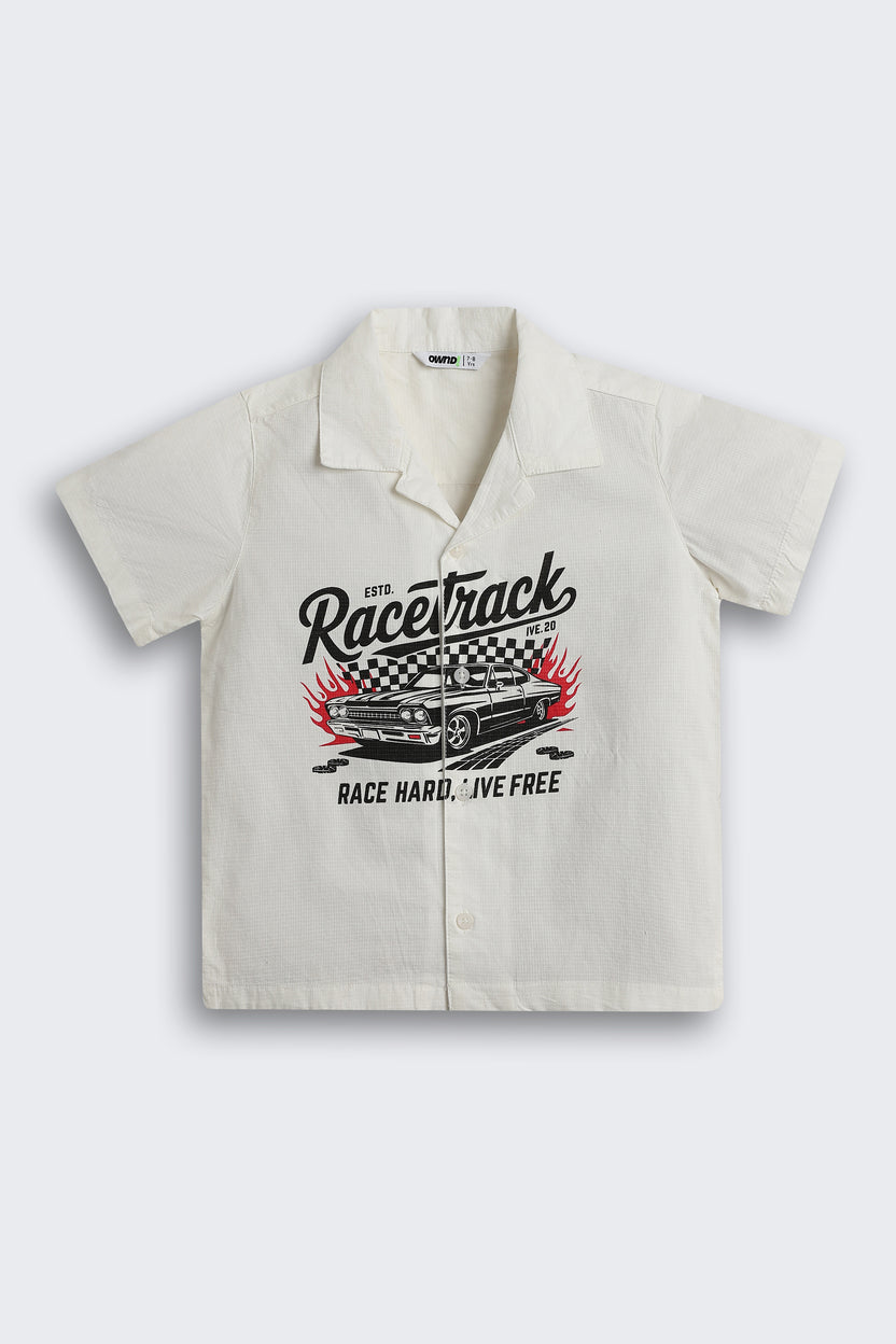 White Graphic Regular Fit Shirt for Boys - Image 2