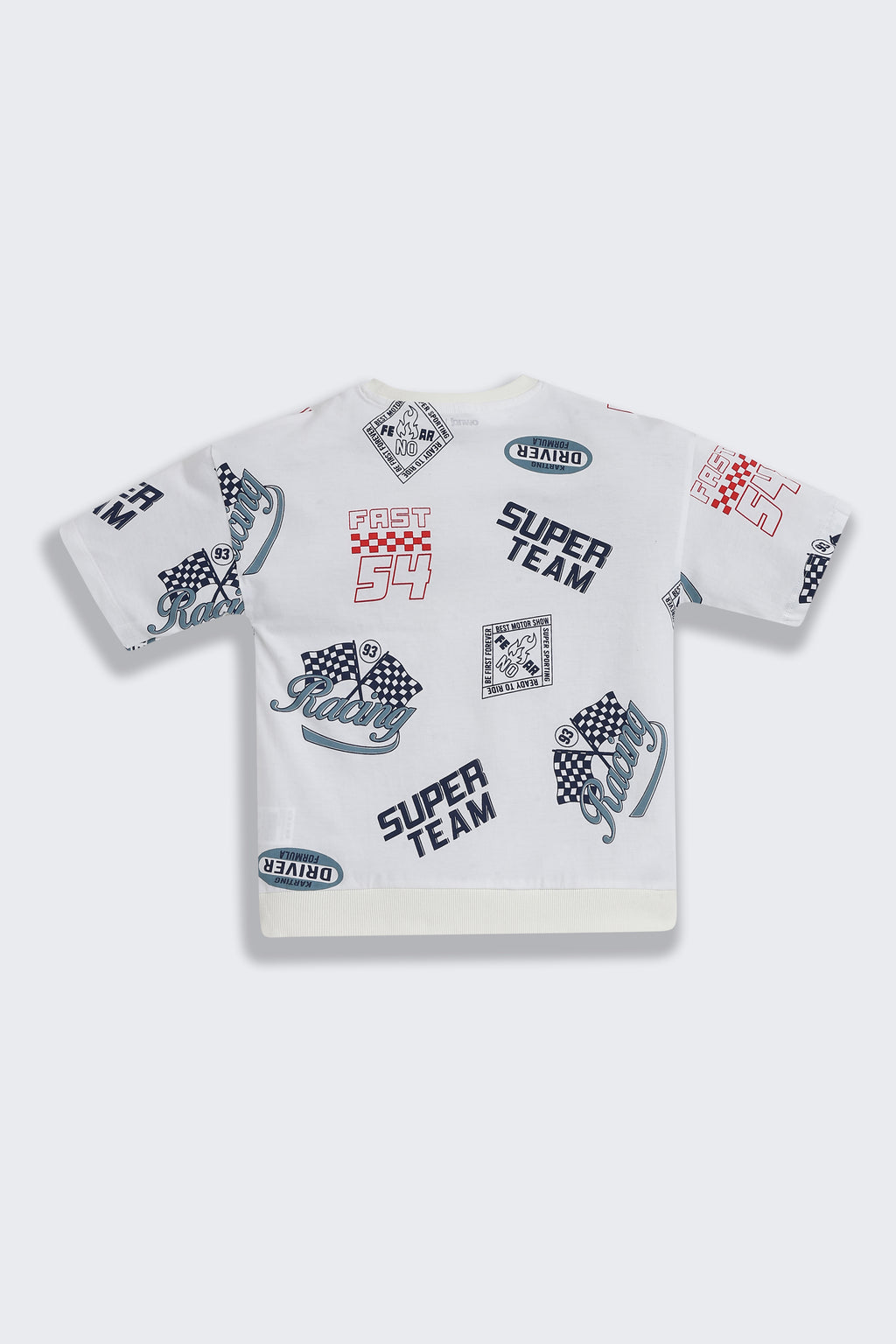 Off White Typographic Printed Regular Fit Co-ord Set For Boys - Image 4