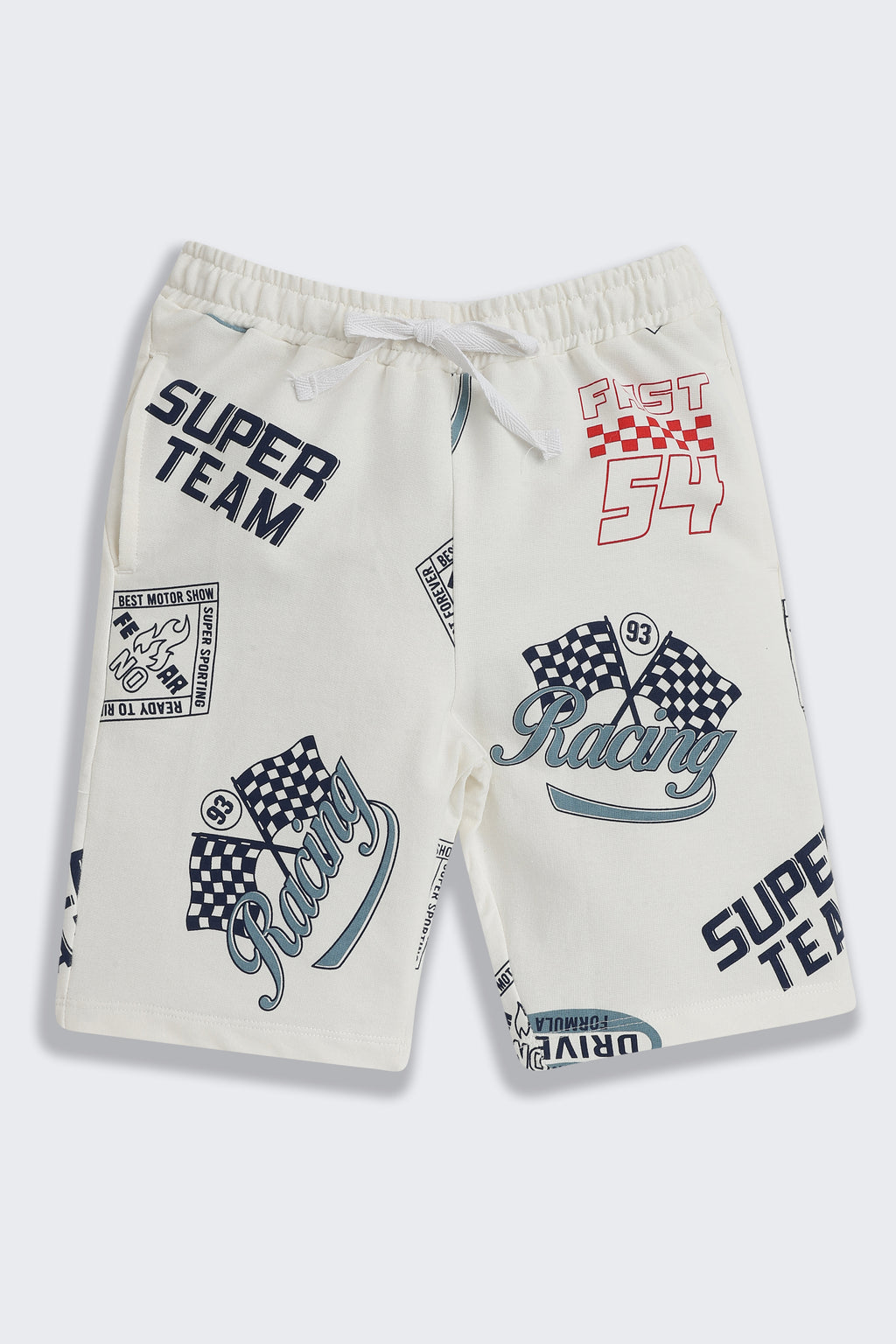 Off White Typographic Printed Regular Fit Co-ord Set For Boys - Image 5