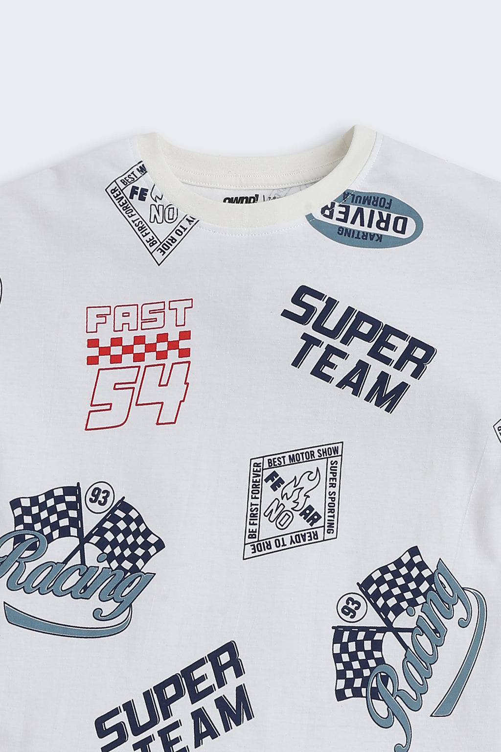 Off White Typographic Printed Regular Fit Co-ord Set For Boys - Image 6