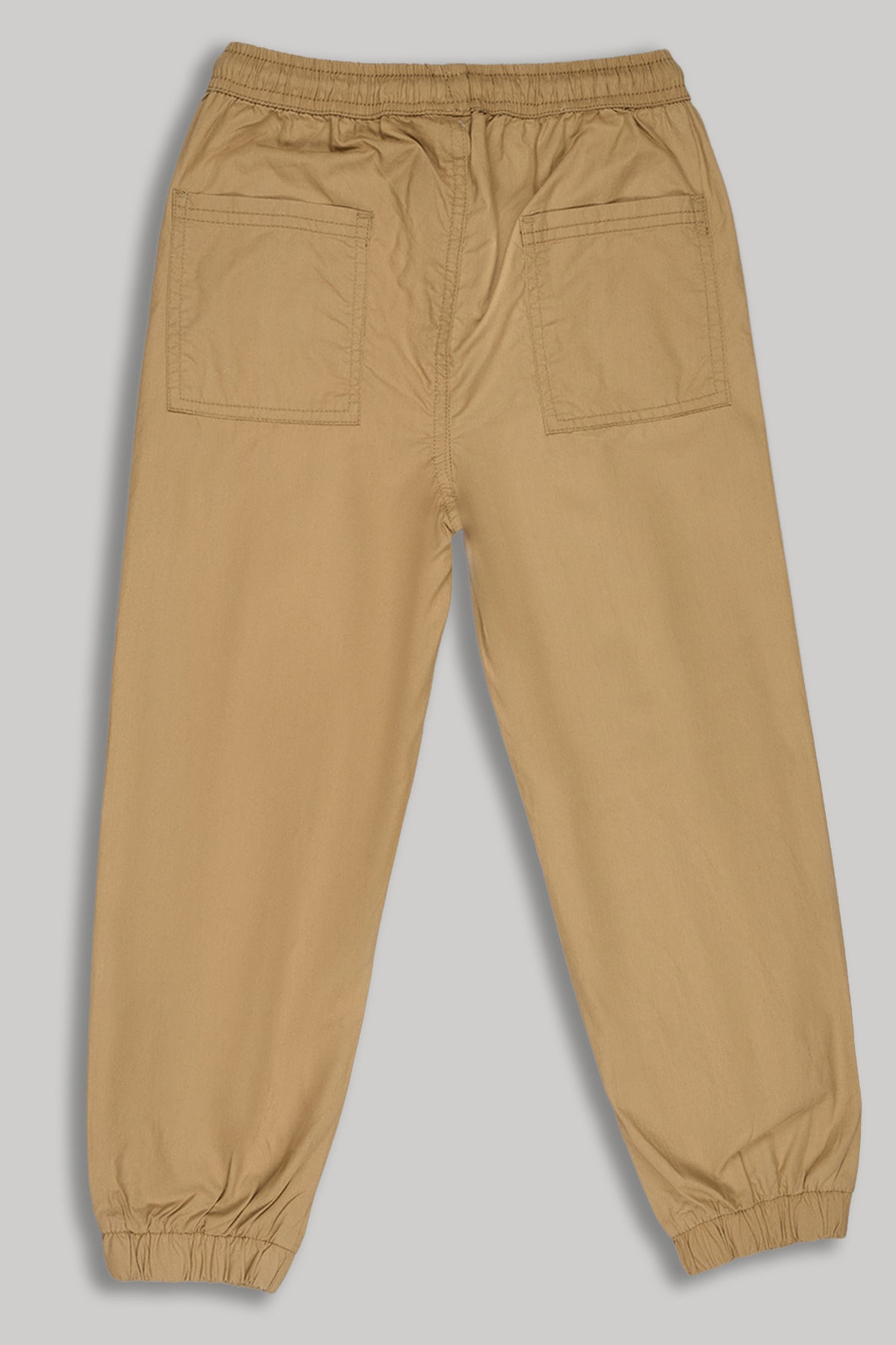 Beige Solid Regular Fit Joggers for Boys - Image 2