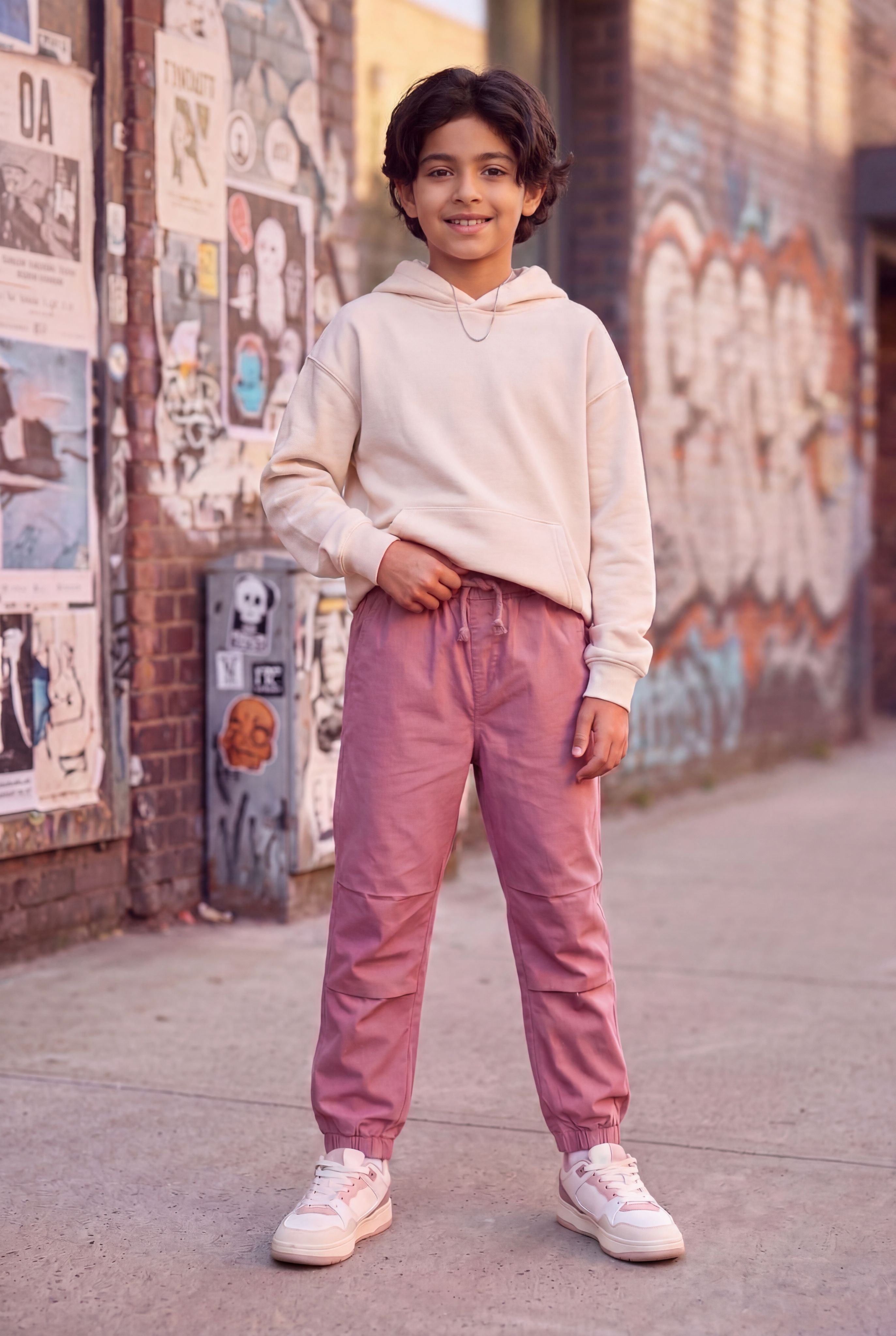 Pink 4 Pocketed Regular Fit Joggers for Boys - Image 1