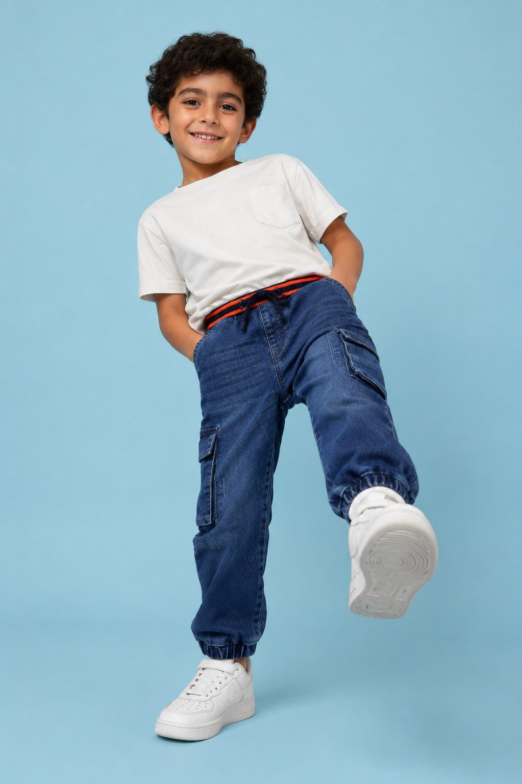 Dark Blue Solid Regular Fit Jeans for Boys - Image 1
