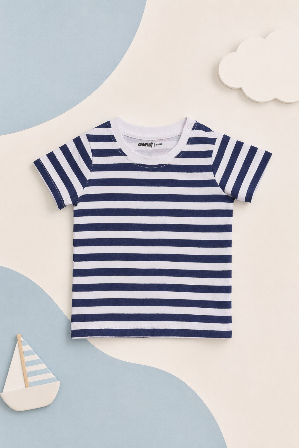 Navy Striped Regular Fit T-Shirt for Infant Boys - Image 1