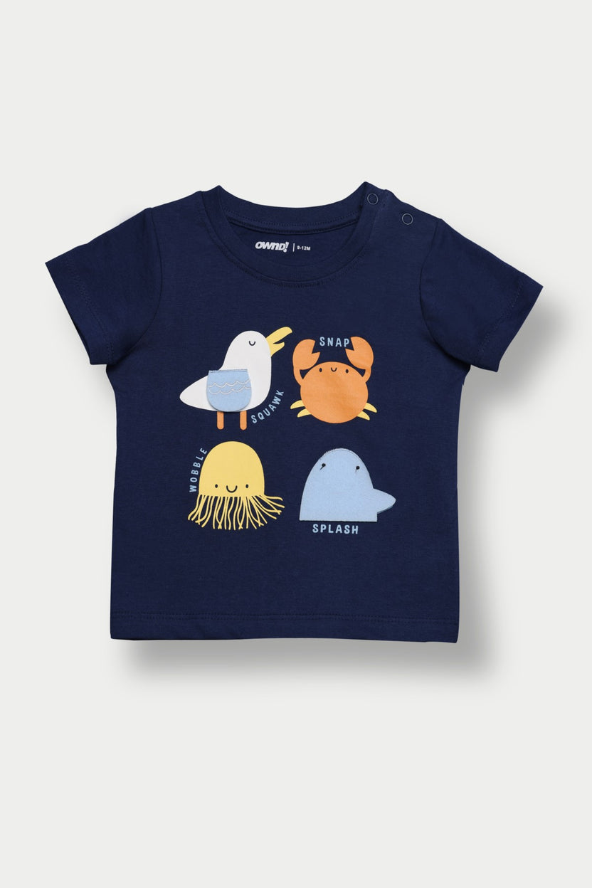 Navy Graphic Regular Fit T Shirts For Infant Boys - Image 2