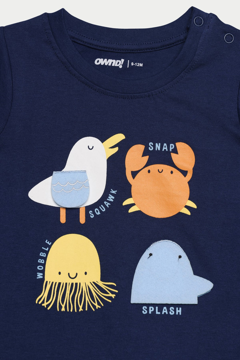Navy Graphic Regular Fit T Shirts For Infant Boys - Image 4