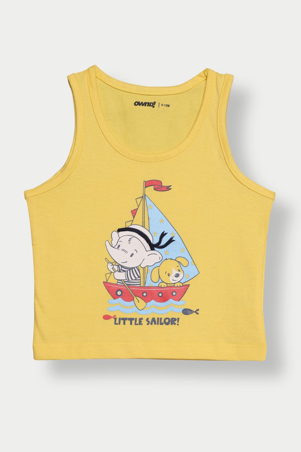 Yellow Little Sailor Graphic Printed Regular Fit T-Shirt for Infant Boys - Image 2