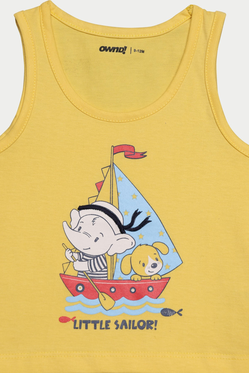 Yellow Little Sailor Graphic Printed Regular Fit T-Shirt for Infant Boys - Image 4