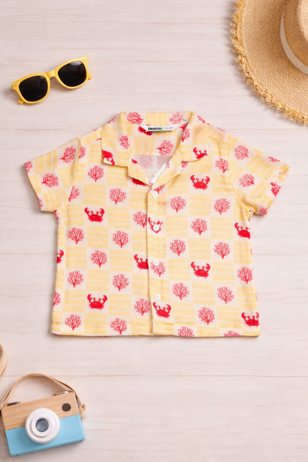 Yellow Crab All - Over Printed Regular Fit Shirt for Infant Boys - Image 1