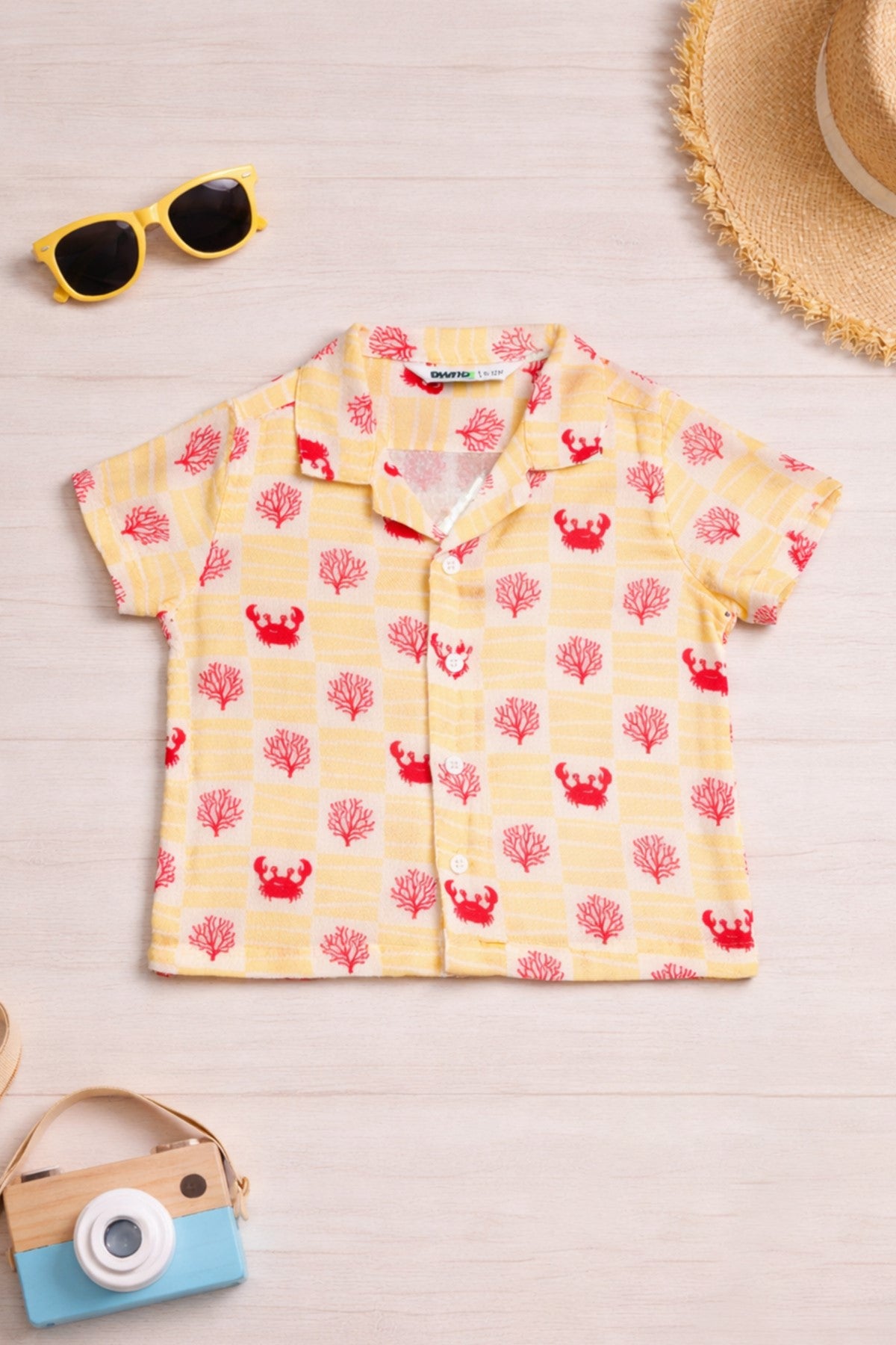 Yellow Crab All - Over Printed Regular Fit Shirt for Infant Boys - Image 1