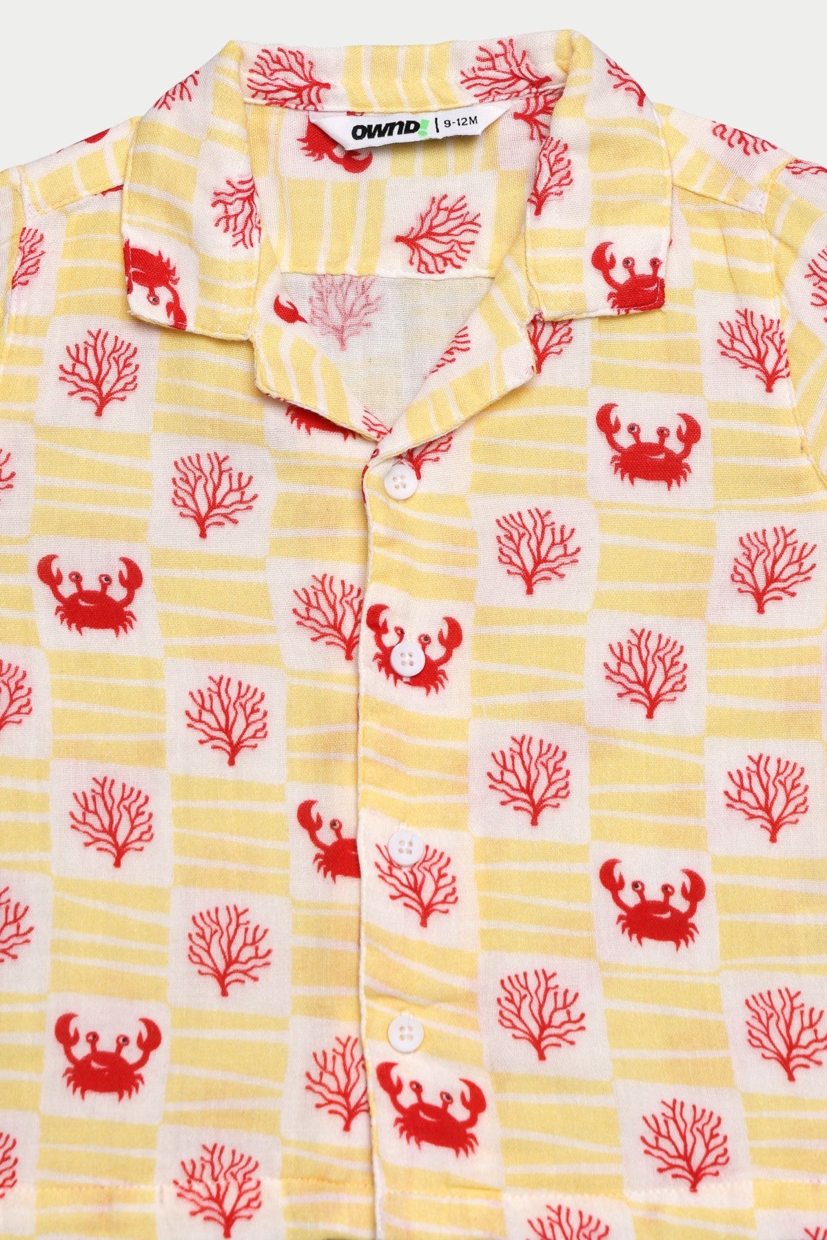 Yellow Crab All - Over Printed Regular Fit Shirt for Infant Boys - Image 4