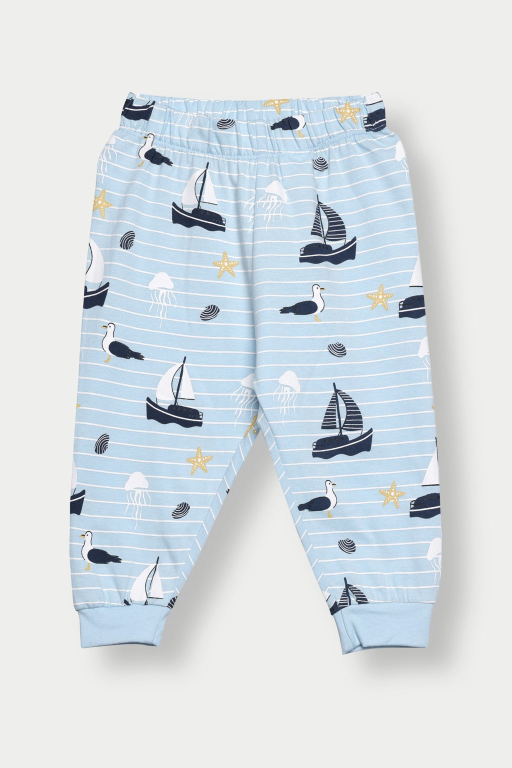 Light Blue Mid Rise Regular Fit Joggers for Infant Boys - Image 2