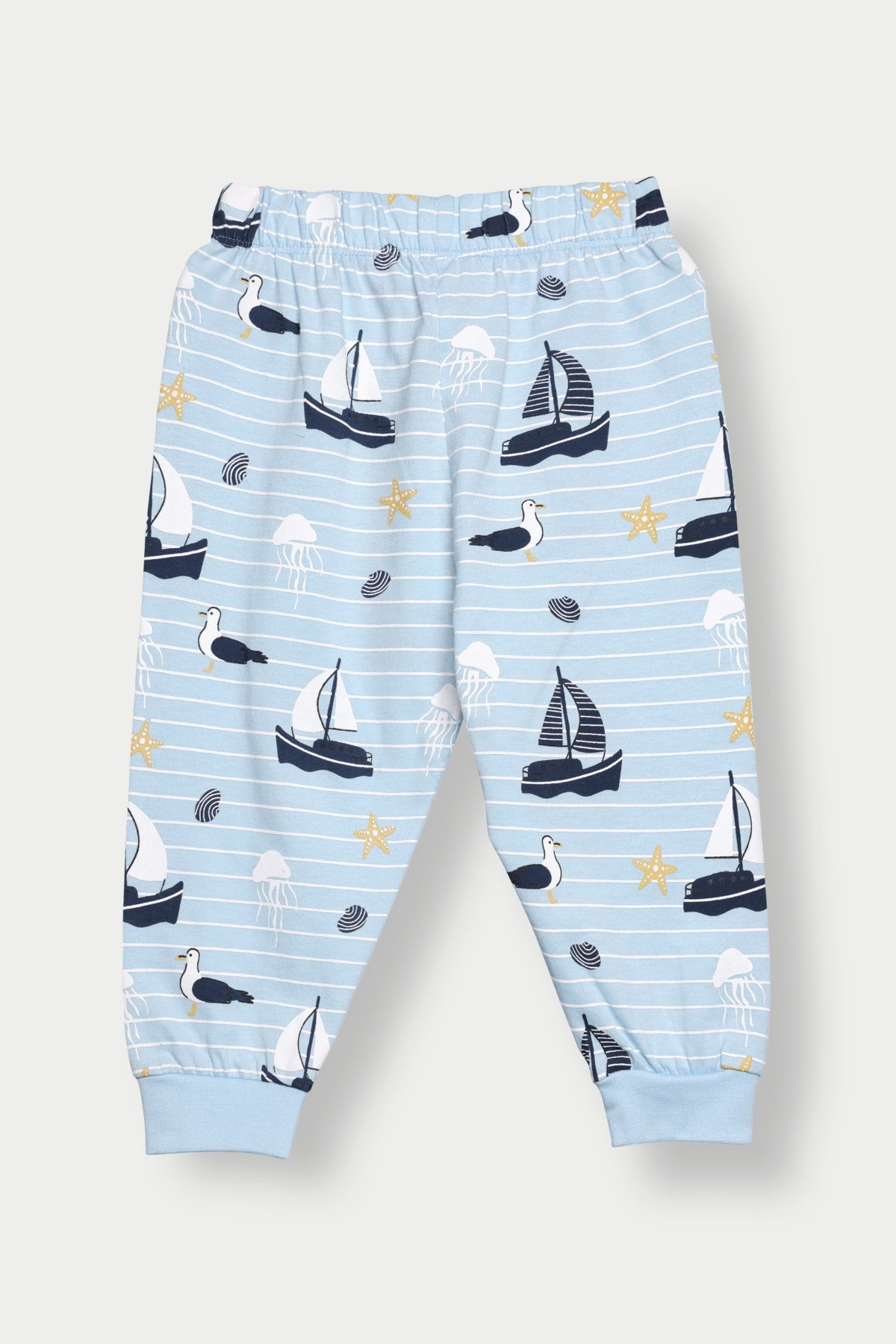Light Blue Mid Rise Regular Fit Joggers for Infant Boys - Image 3