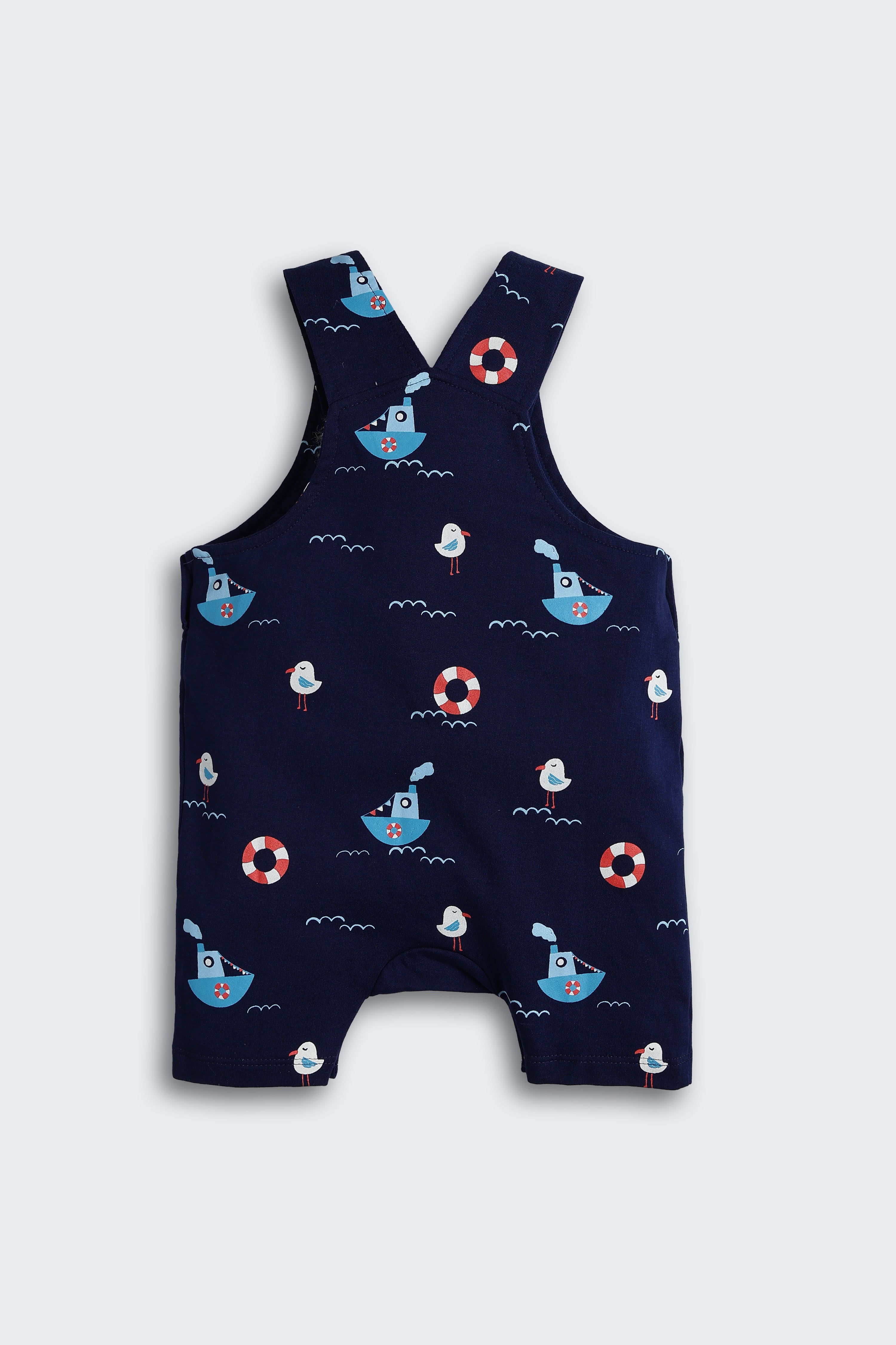 Navy Conversational Regular Fit Dungarees for Infant Boys - Image 3