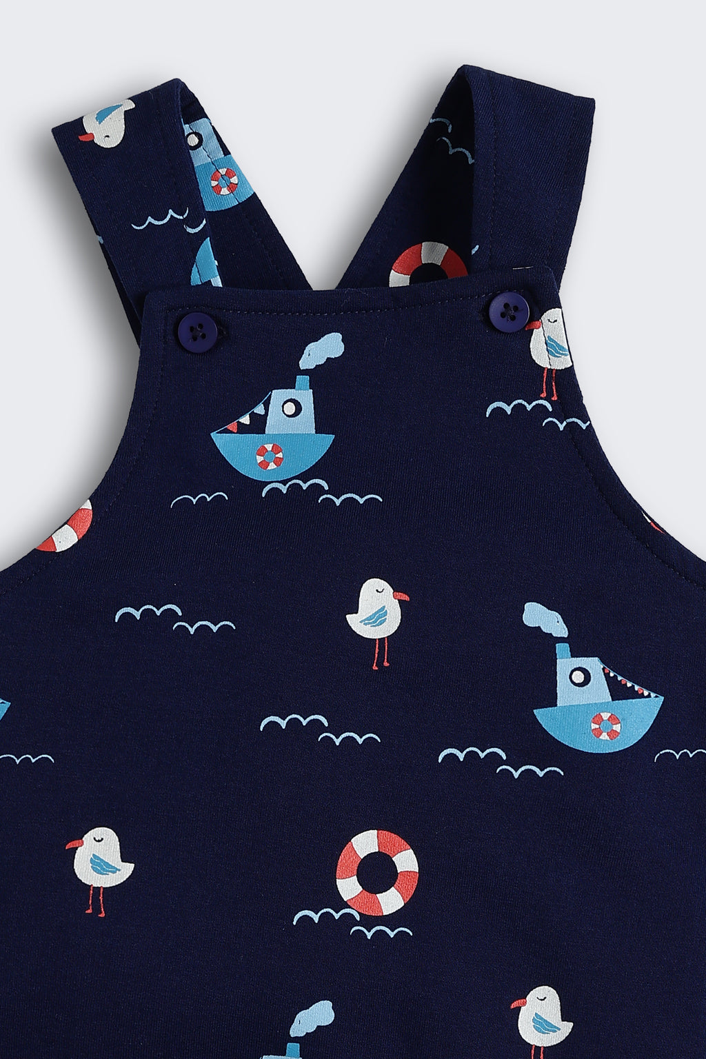 Navy Conversational Regular Fit Dungarees for Infant Boys - Image 4