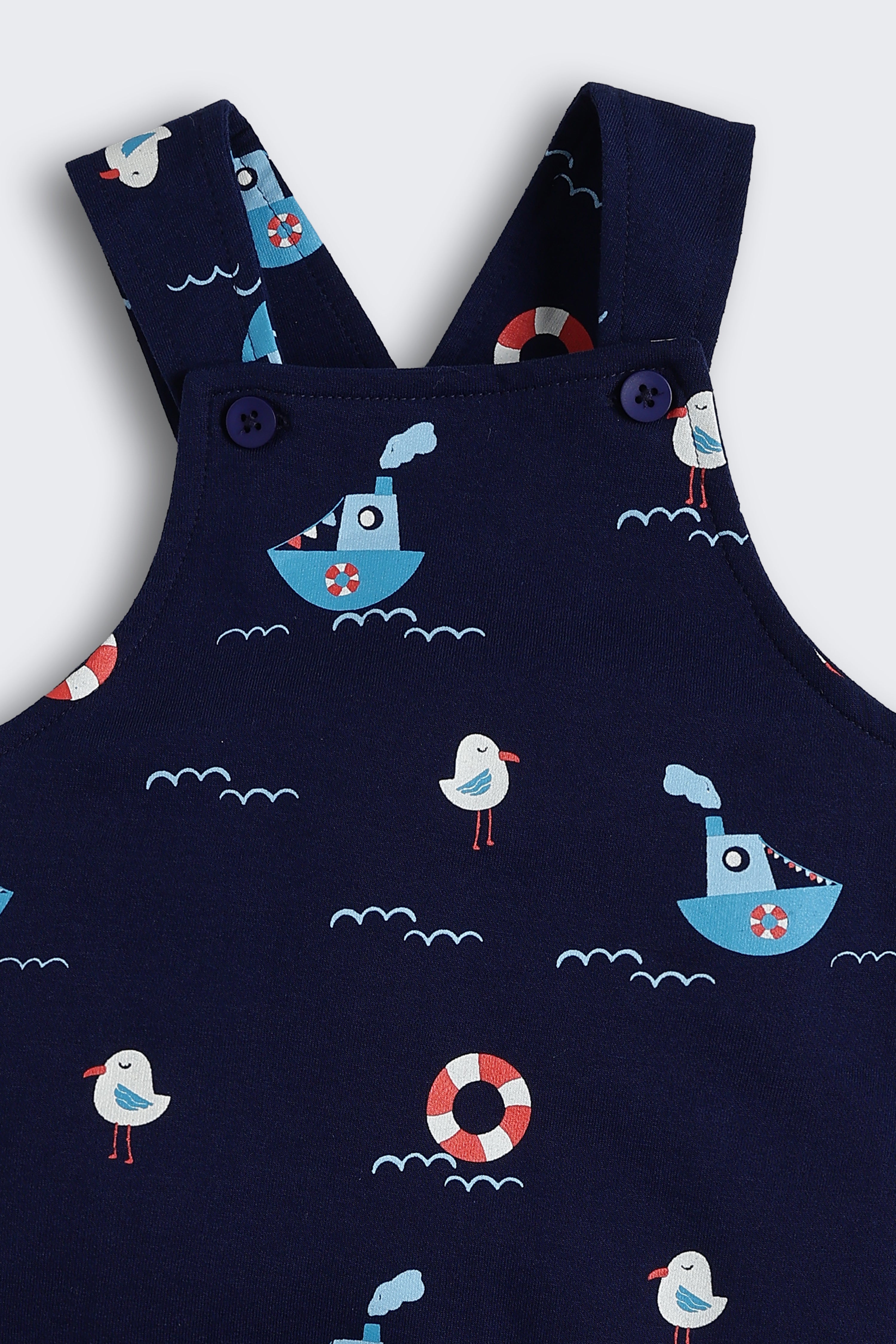 Navy Conversational Regular Fit Dungarees for Infant Boys - Image 4