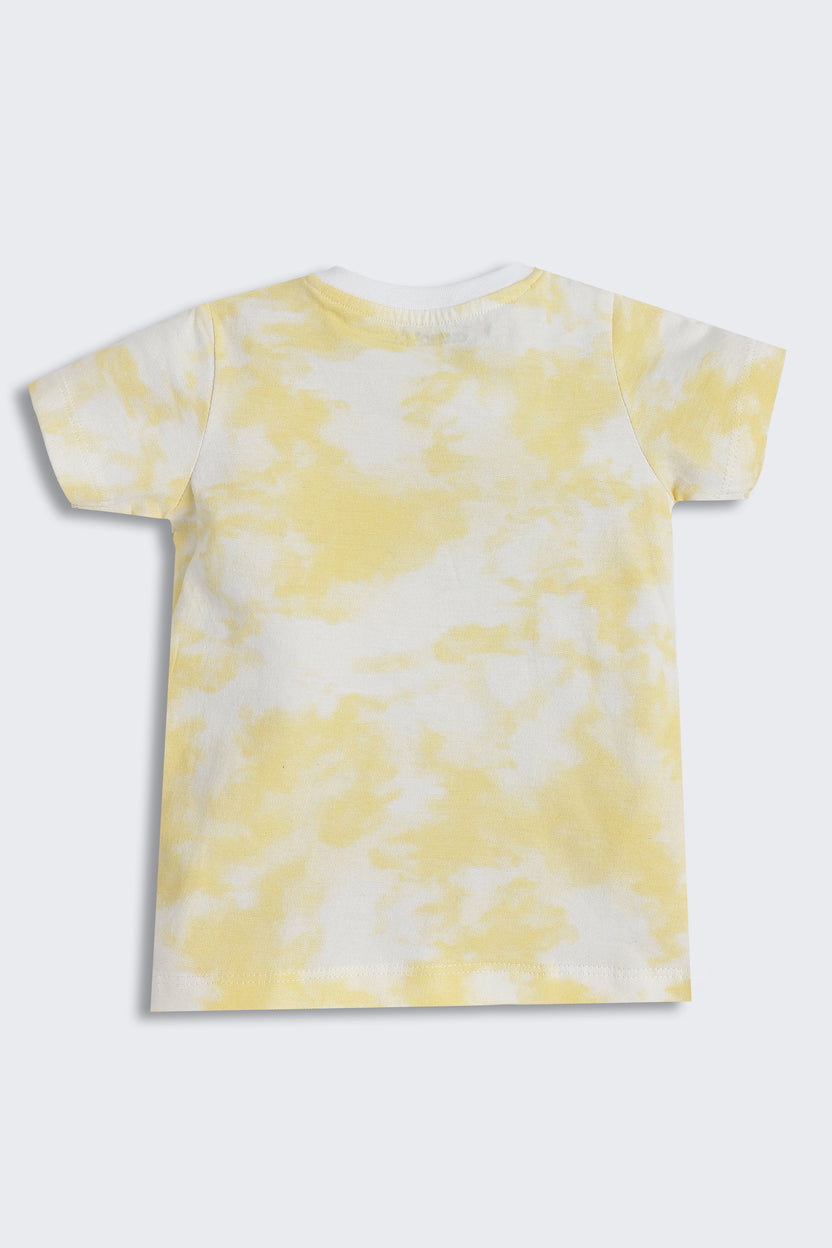 Yellow Fish Graphic Printed Regular Fit Co-ord Set For Infant Boys - Image 4