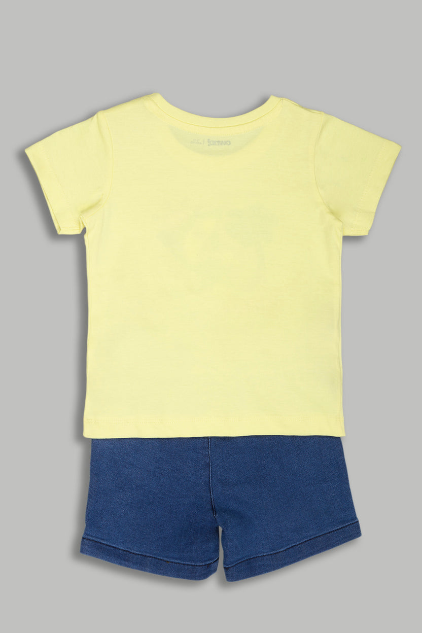 Yellow Regular Fit Graphic Printed Co-ord Sets For Infant Boys - Image 2