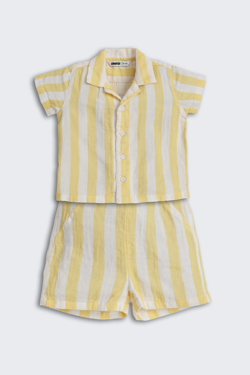 Yellow Striped Regular Fit Co-ord Set for Infant Boys - Image 2