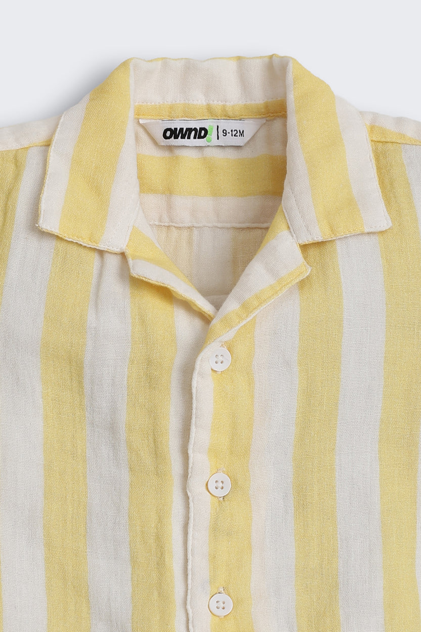 Yellow Striped Regular Fit Co-ord Set for Infant Boys - Image 6