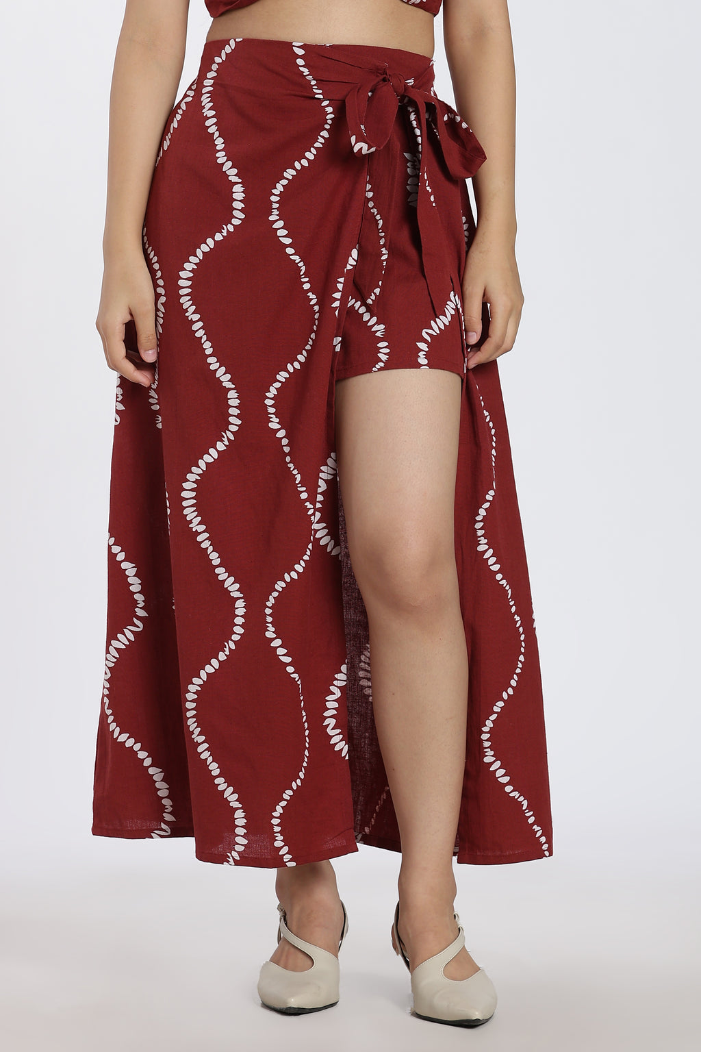 Rust Mid Rise Regular Fit Wrap Skirt for Women - Image 2