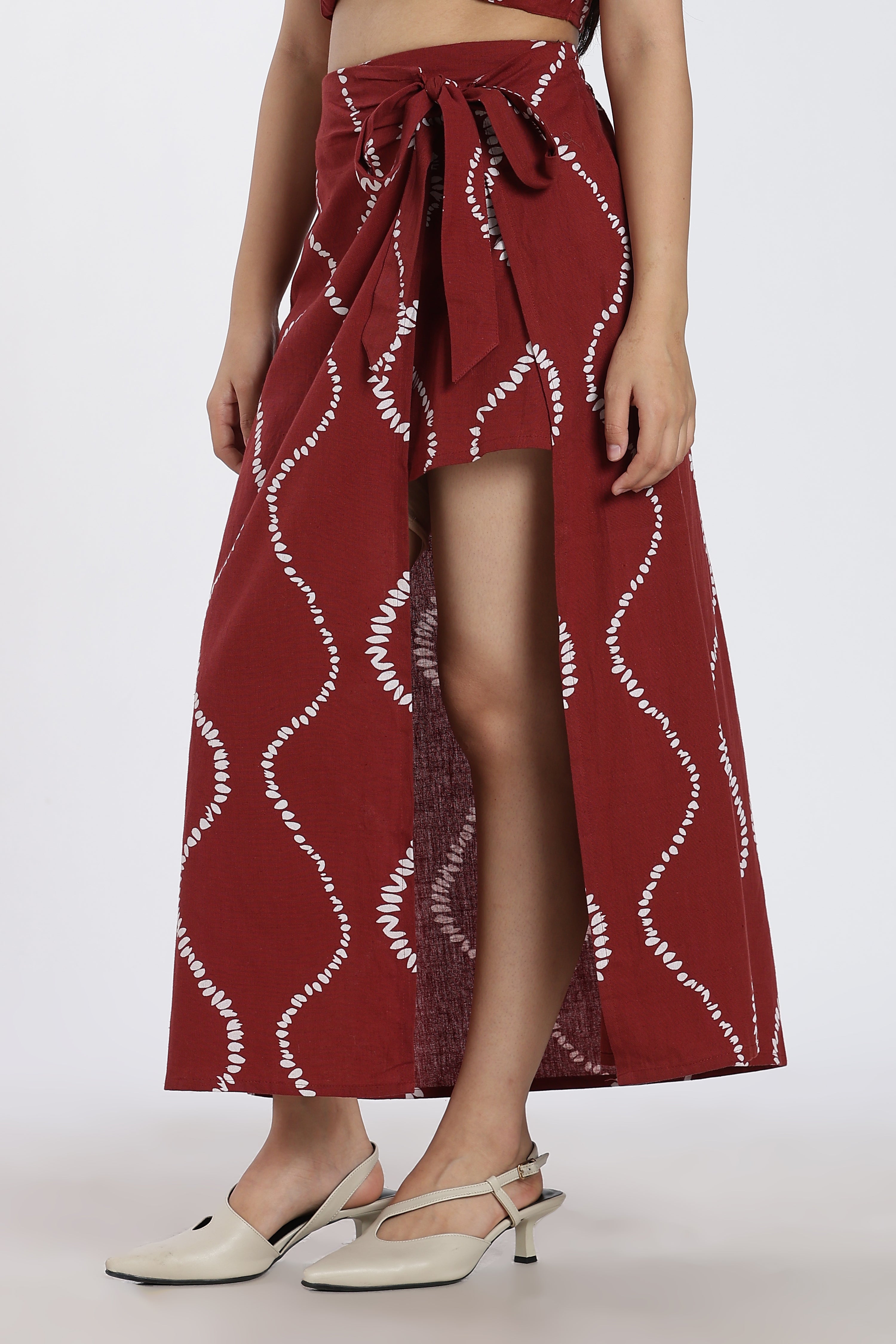 Rust Mid Rise Regular Fit Wrap Skirt for Women - Image 4